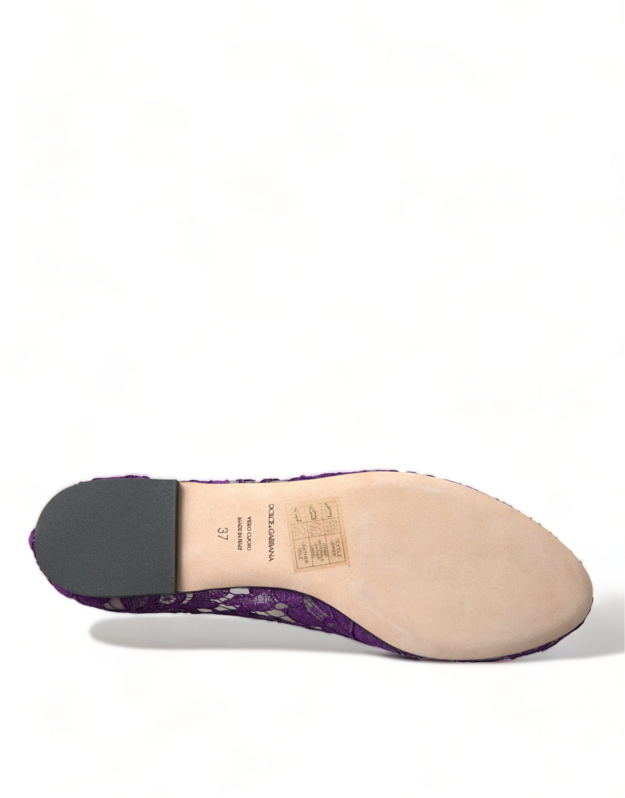 Dolce & Gabbana Purple Vally Taormina Lace Crystals Flats Shoes -   -  Dolce & Gabbana.