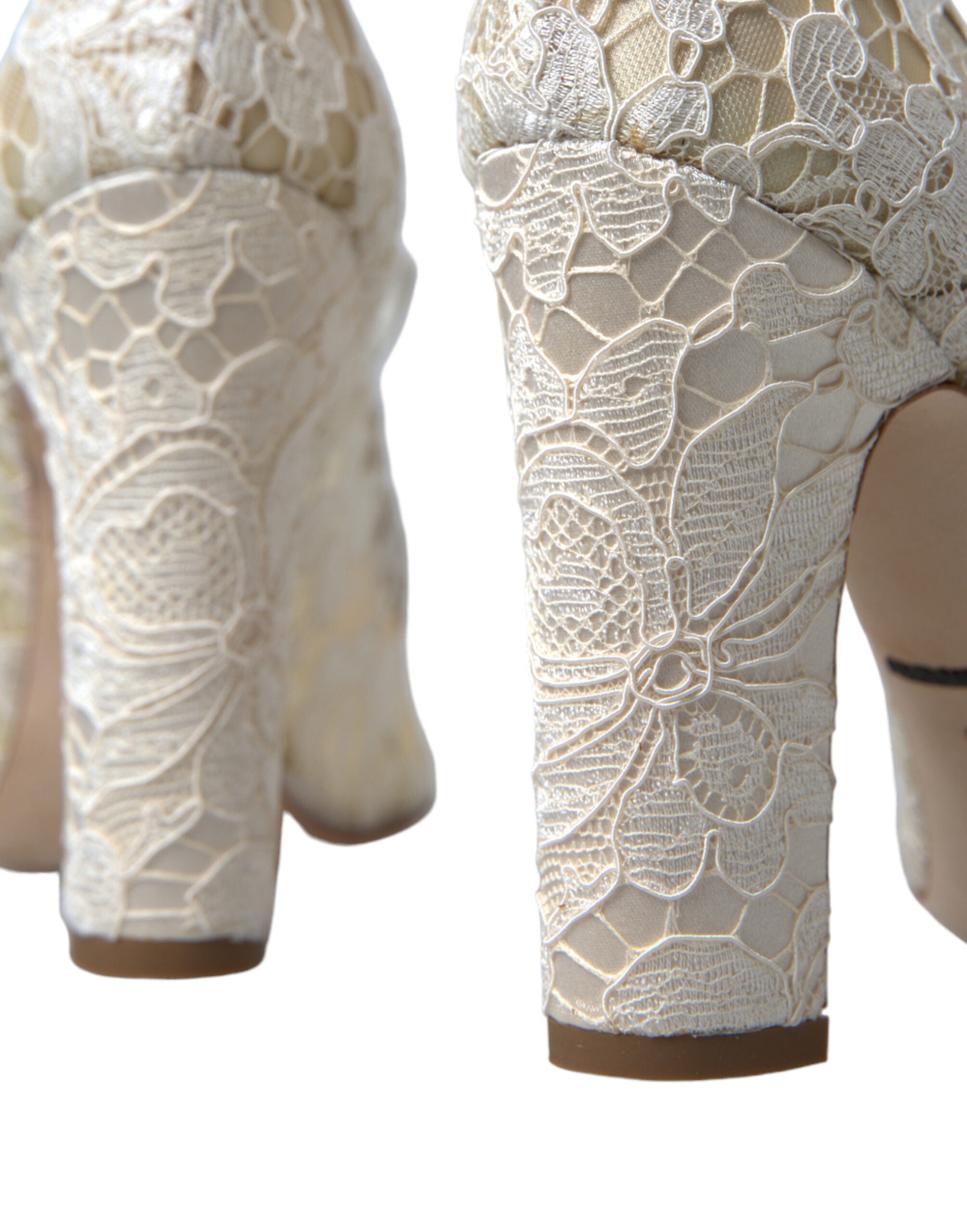 Dolce & Gabbana White Lace Crystals Heels Sandals Shoes -   -  Dolce & Gabbana.
