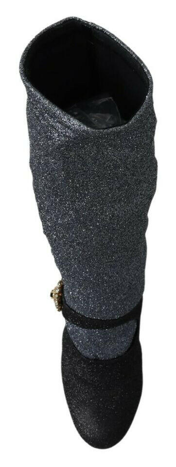 Dolce & Gabbana Black Crystal Mary Janes Booties Shoes -   -  Dolce & Gabbana.