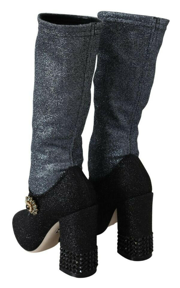 Dolce & Gabbana Black Crystal Mary Janes Booties Shoes -   -  Dolce & Gabbana.