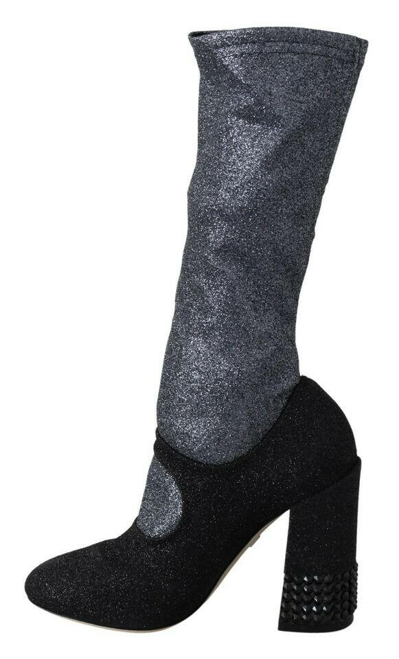 Dolce & Gabbana Black Crystal Mary Janes Booties Shoes -   -  Dolce & Gabbana.