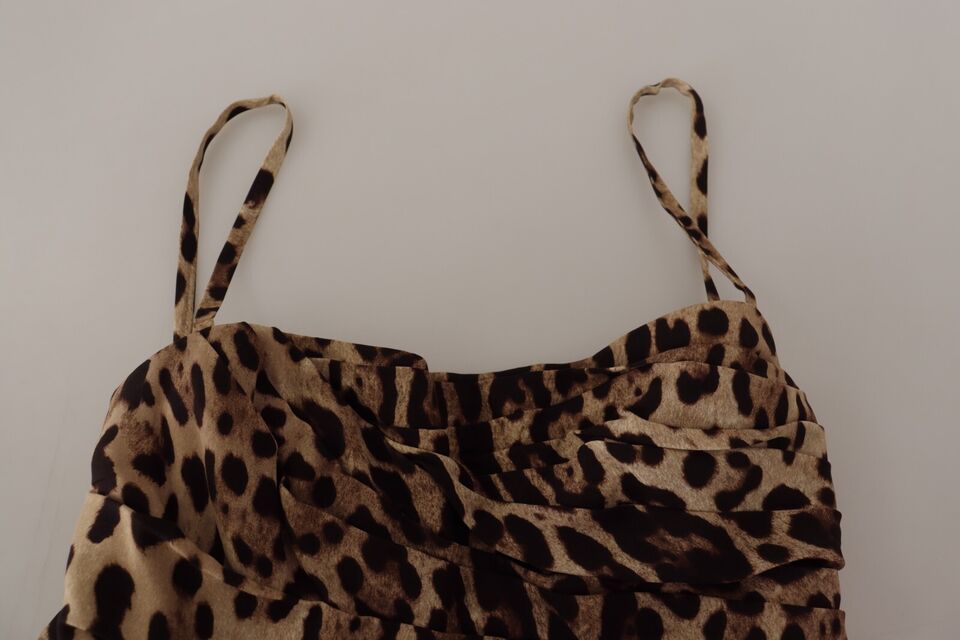 Dolce & Gabbana Brown Leopard Print Ruched Midi Dress -   -  Dolce & Gabbana.