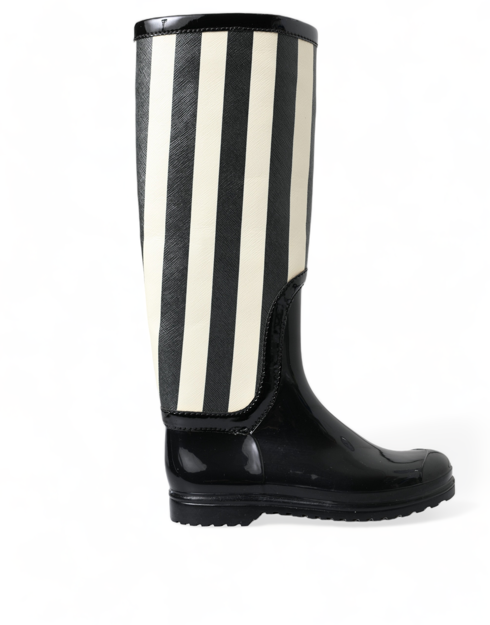 Dolce & Gabbana Black Rubber Knee High Flat Boots Shoes -   -  Dolce & Gabbana.