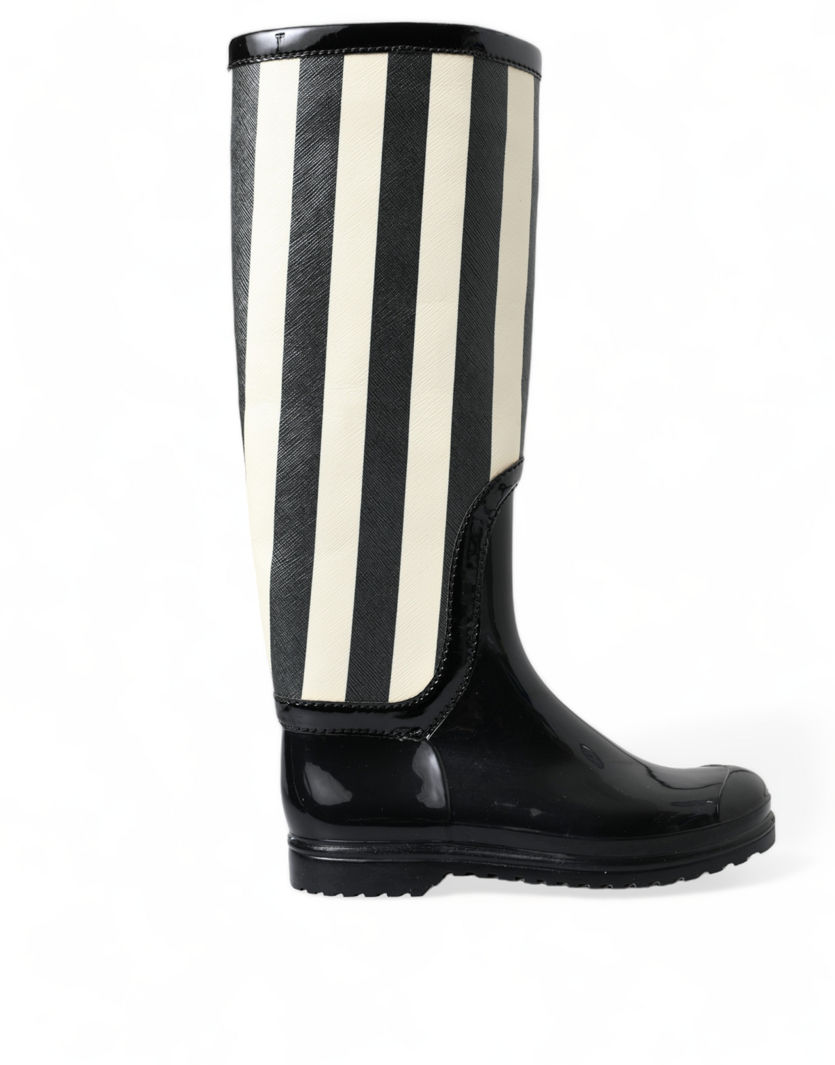 Dolce & Gabbana Black Rubber Knee High Flat Boots Shoes -   -  Dolce & Gabbana.