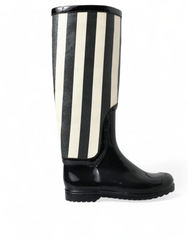 Dolce & Gabbana Black Rubber Knee High Flat Boots Shoes -   -  Dolce & Gabbana.