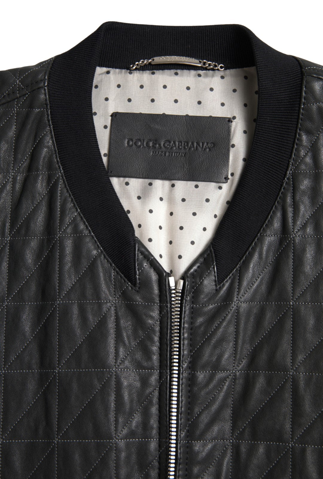 Dolce & Gabbana Black Leather Full Zip Bomber Coat Jacket -   -  Dolce & Gabbana.