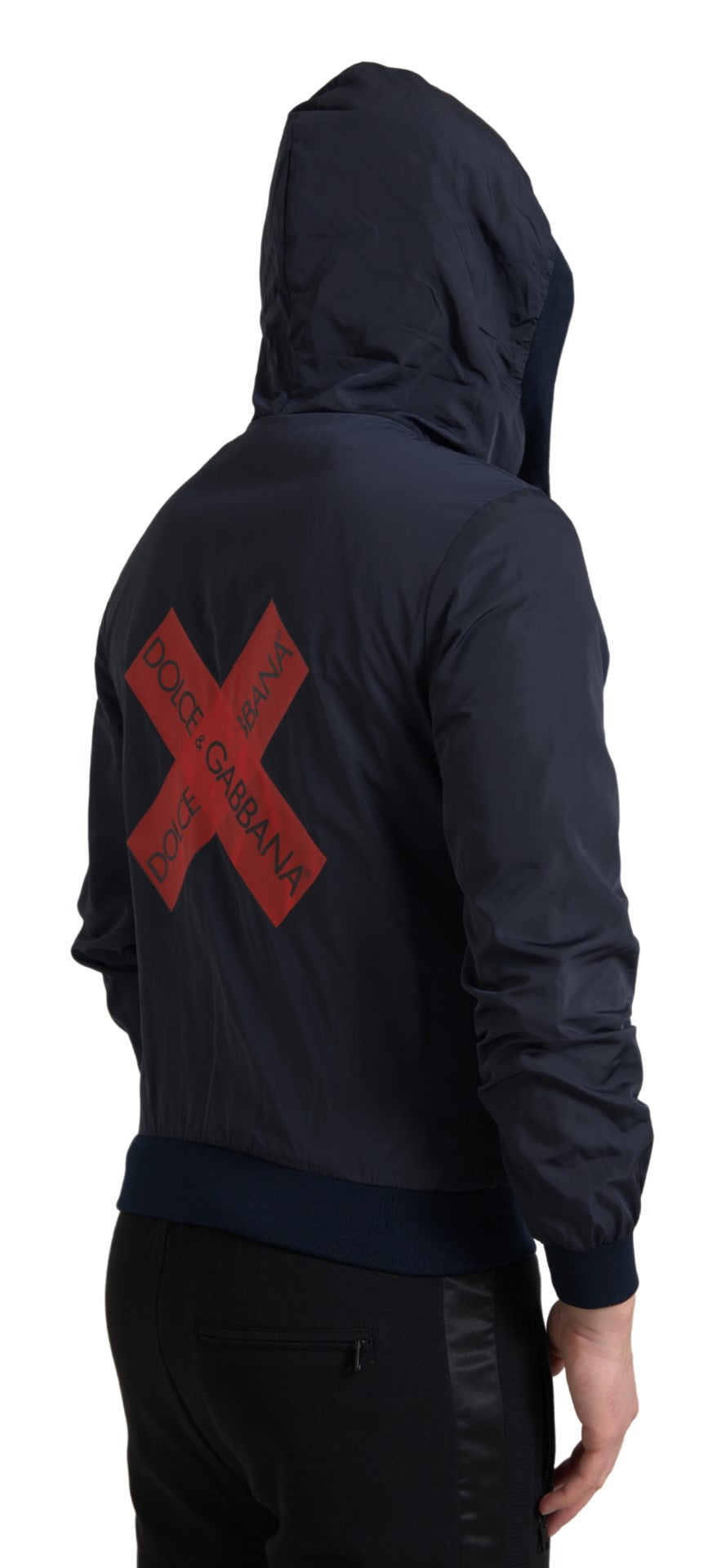 Dolce & Gabbana Blue Hooded Logo Polyester Full Zip Sweater -   -  Dolce & Gabbana.