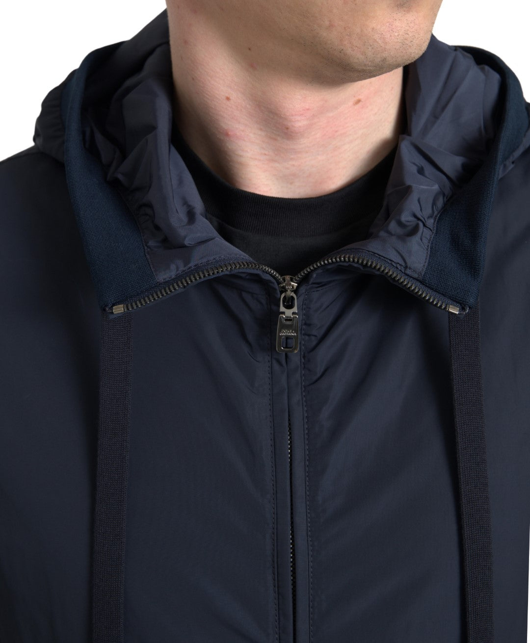Dolce & Gabbana Blue Hooded Logo Polyester Full Zip Sweater -   -  Dolce & Gabbana.
