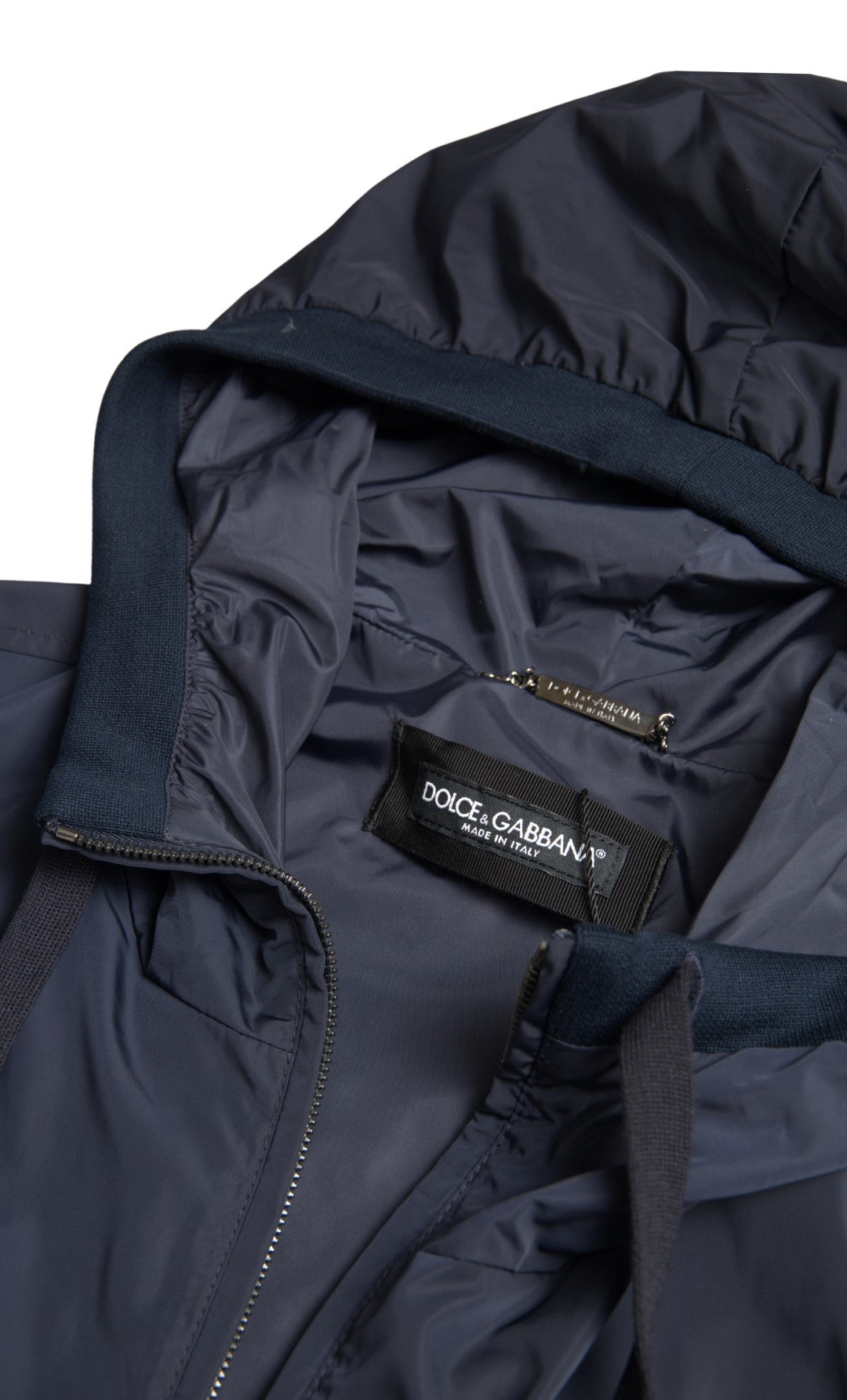 Dolce & Gabbana Blue Hooded Logo Polyester Full Zip Sweater -   -  Dolce & Gabbana.
