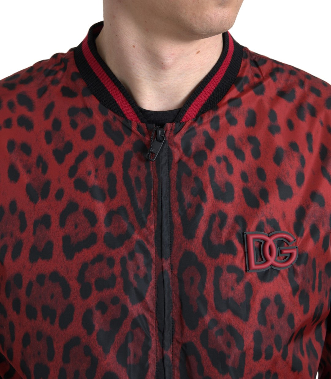 Dolce & Gabbana Red Leopard Bomber Short Coat Jacket -   -  Dolce & Gabbana.