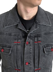 Dolce & Gabbana Gray Washed Cotton Stretch Denim Men Jacket -   -  Dolce & Gabbana.