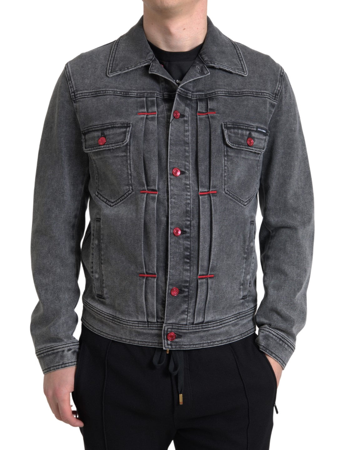 Dolce & Gabbana Gray Washed Cotton Stretch Denim Men Jacket -   -  Dolce & Gabbana.