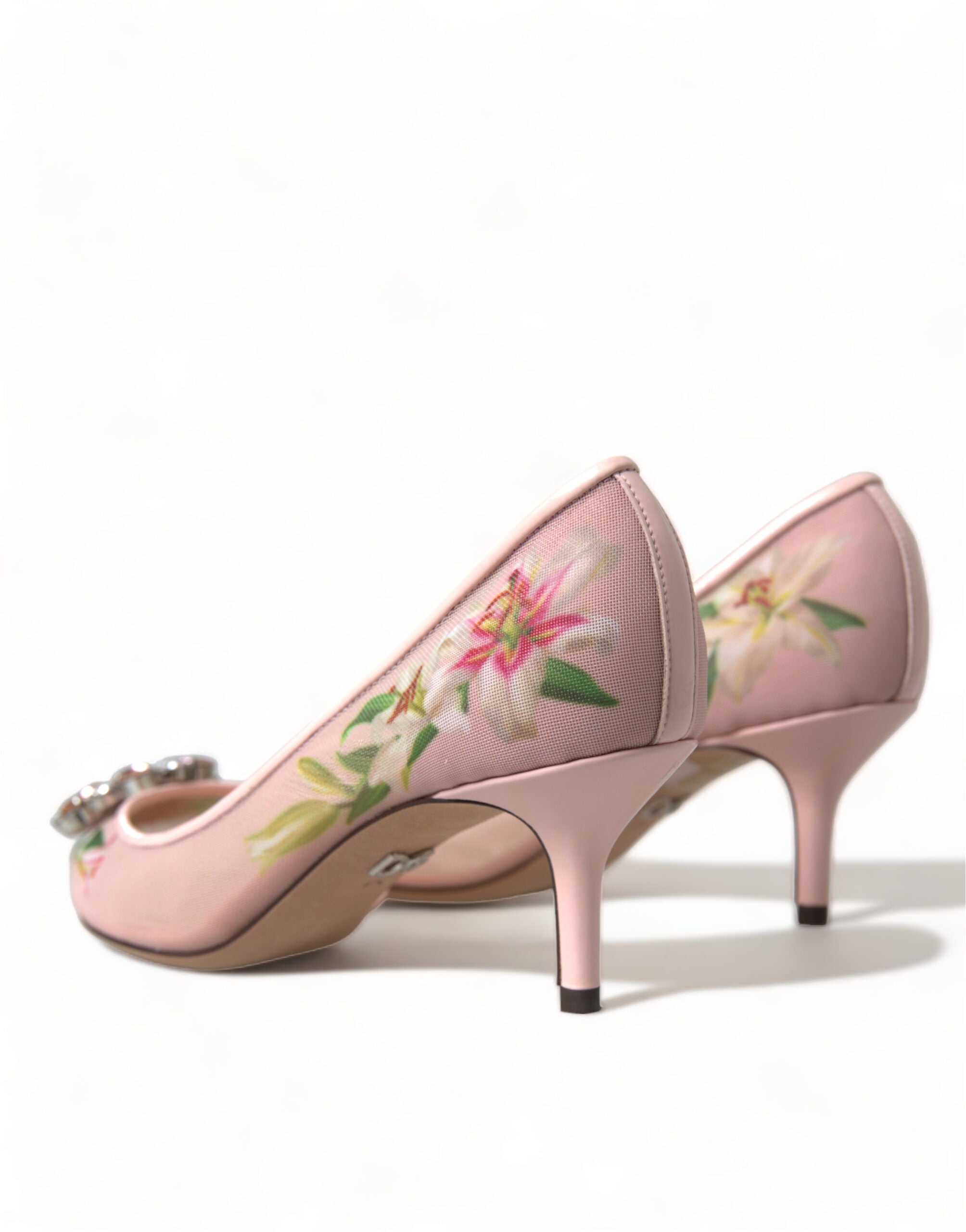 Dolce & Gabbana Pink Floral Crystal Heels Pumps Shoes -   -  Dolce & Gabbana.
