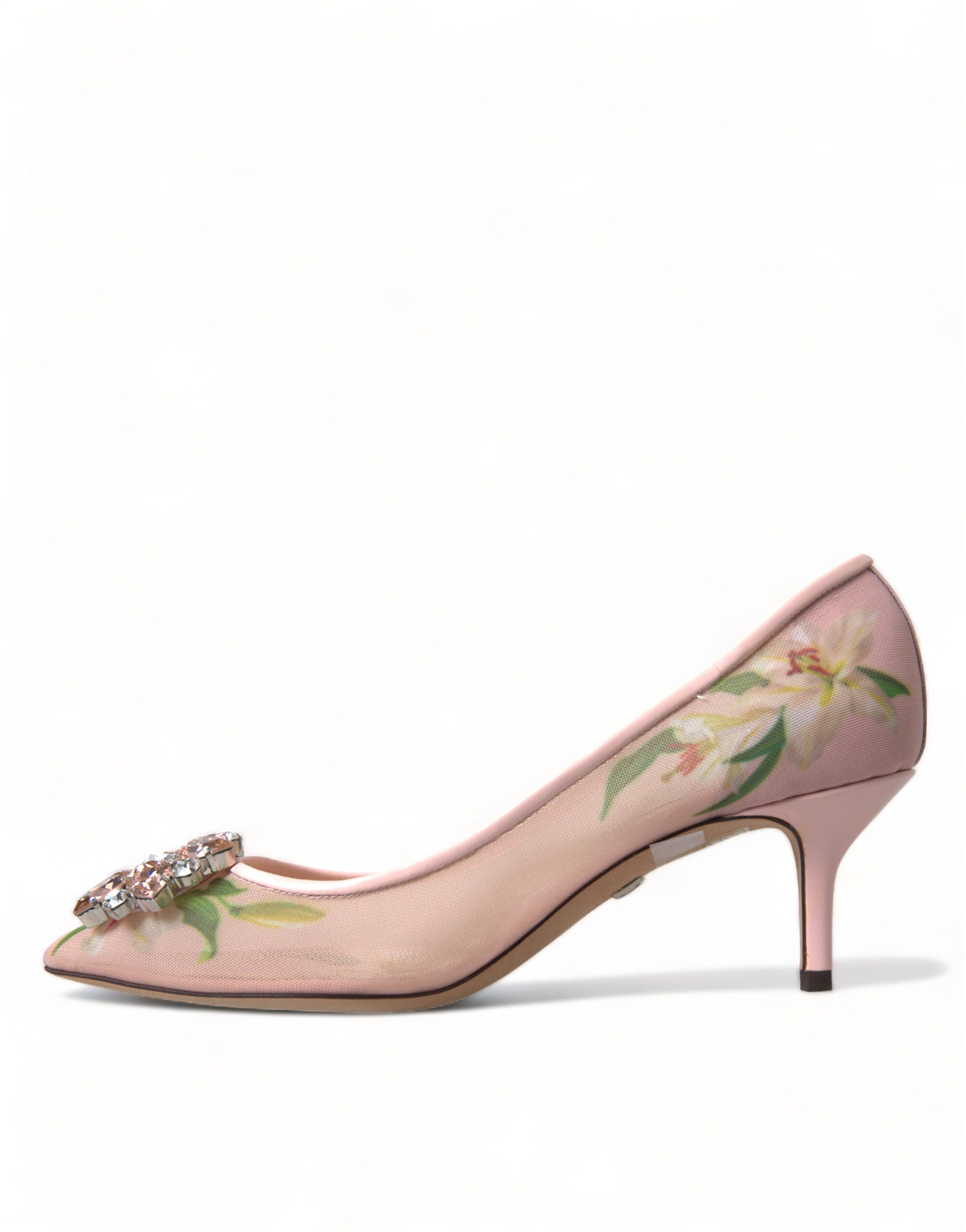 Dolce & Gabbana Pink Floral Crystal Heels Pumps Shoes -   -  Dolce & Gabbana.