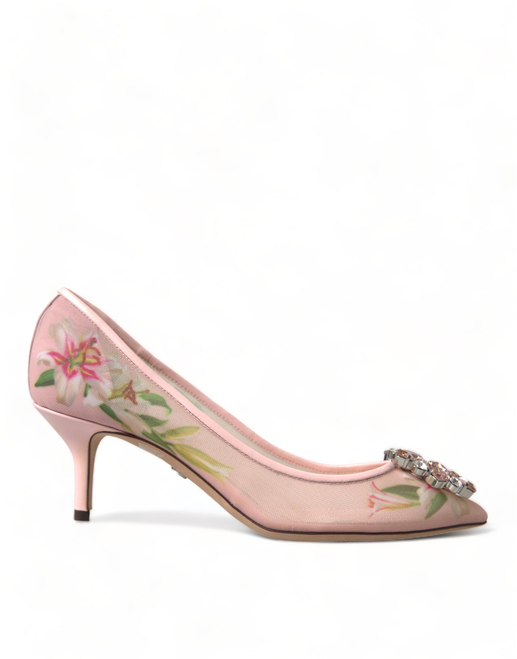 Dolce & Gabbana Pink Floral Crystal Heels Pumps Shoes -   -  Dolce & Gabbana.
