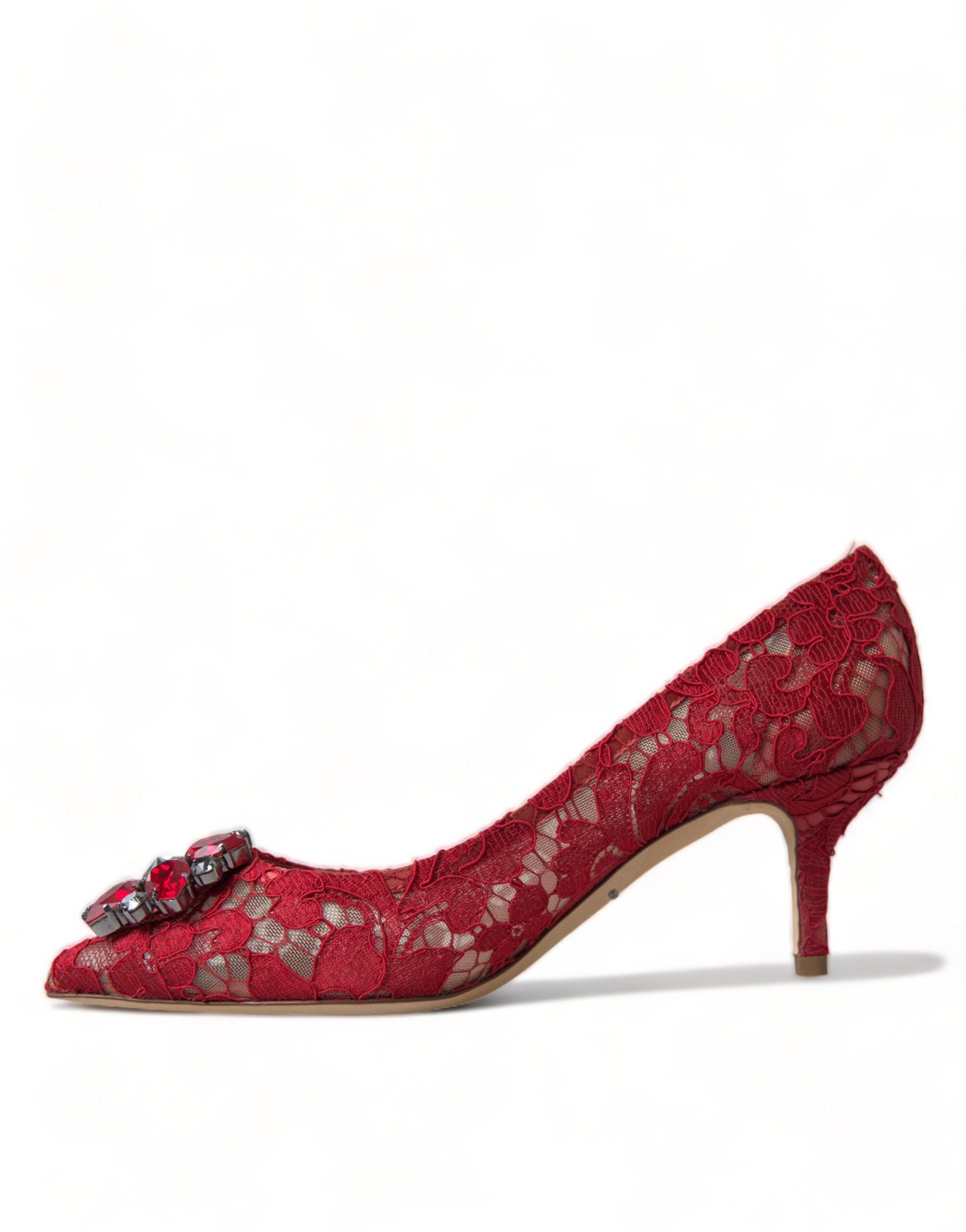 Dolce & Gabbana Red Taormina Lace Crystal Heels Pumps Shoes -   -  Dolce & Gabbana.