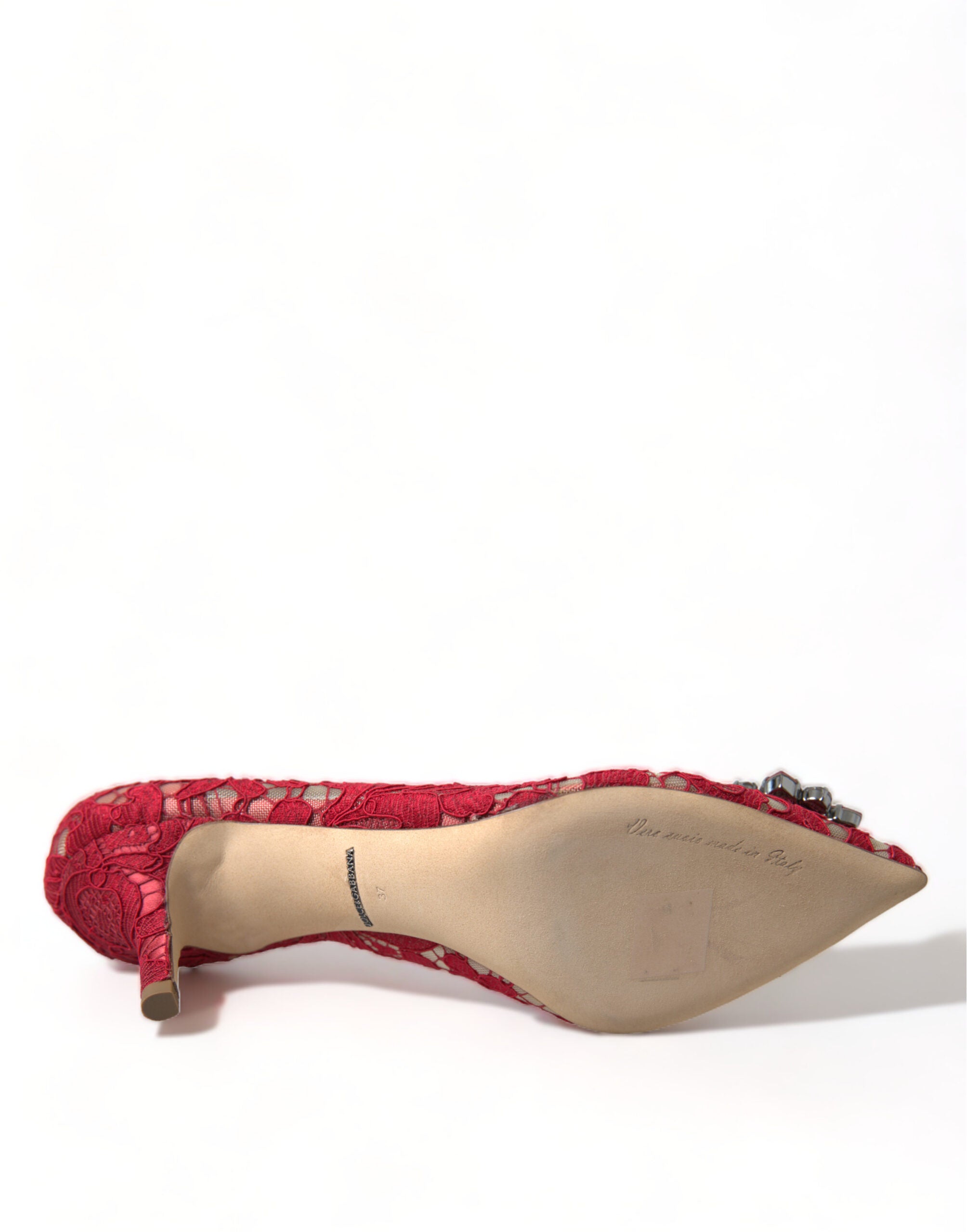 Dolce & Gabbana Red Taormina Lace Crystal Heels Pumps Shoes -   -  Dolce & Gabbana.