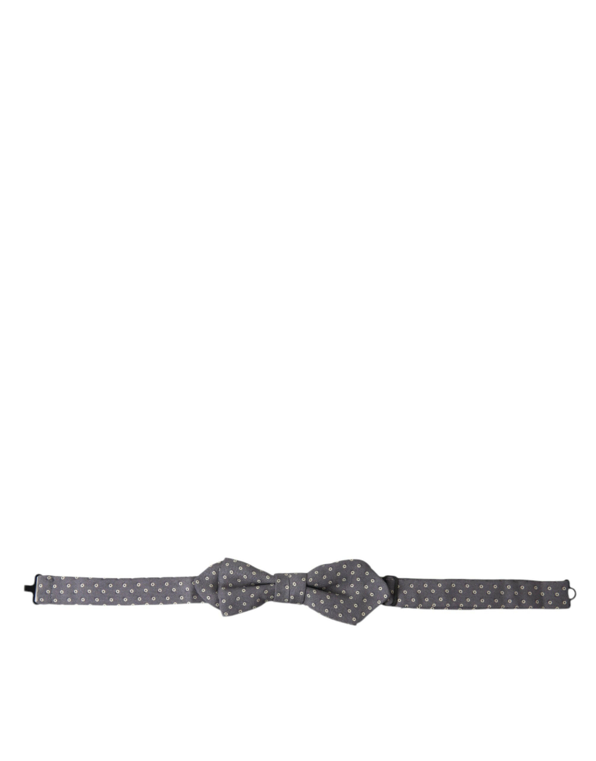 Dolce & Gabbana Gray Polka Dots Silk Adjustable Neck Papillon Bow Tie -  Neckties, Men -  Dolce & Gabbana.