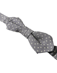 Dolce & Gabbana Gray Polka Dots Silk Adjustable Neck Papillon Bow Tie -  Neckties, Men -  Dolce & Gabbana.