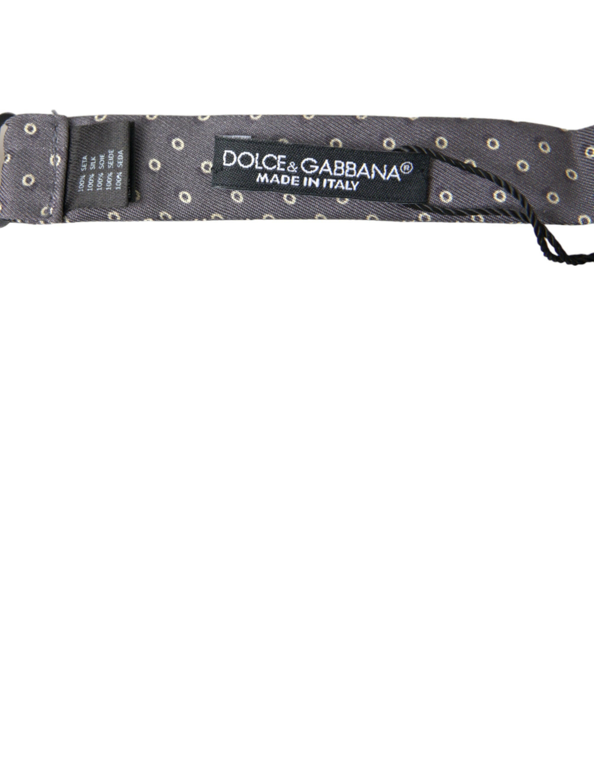 Dolce & Gabbana Gray Polka Dots Silk Adjustable Neck Papillon Bow Tie -  Neckties, Men -  Dolce & Gabbana.