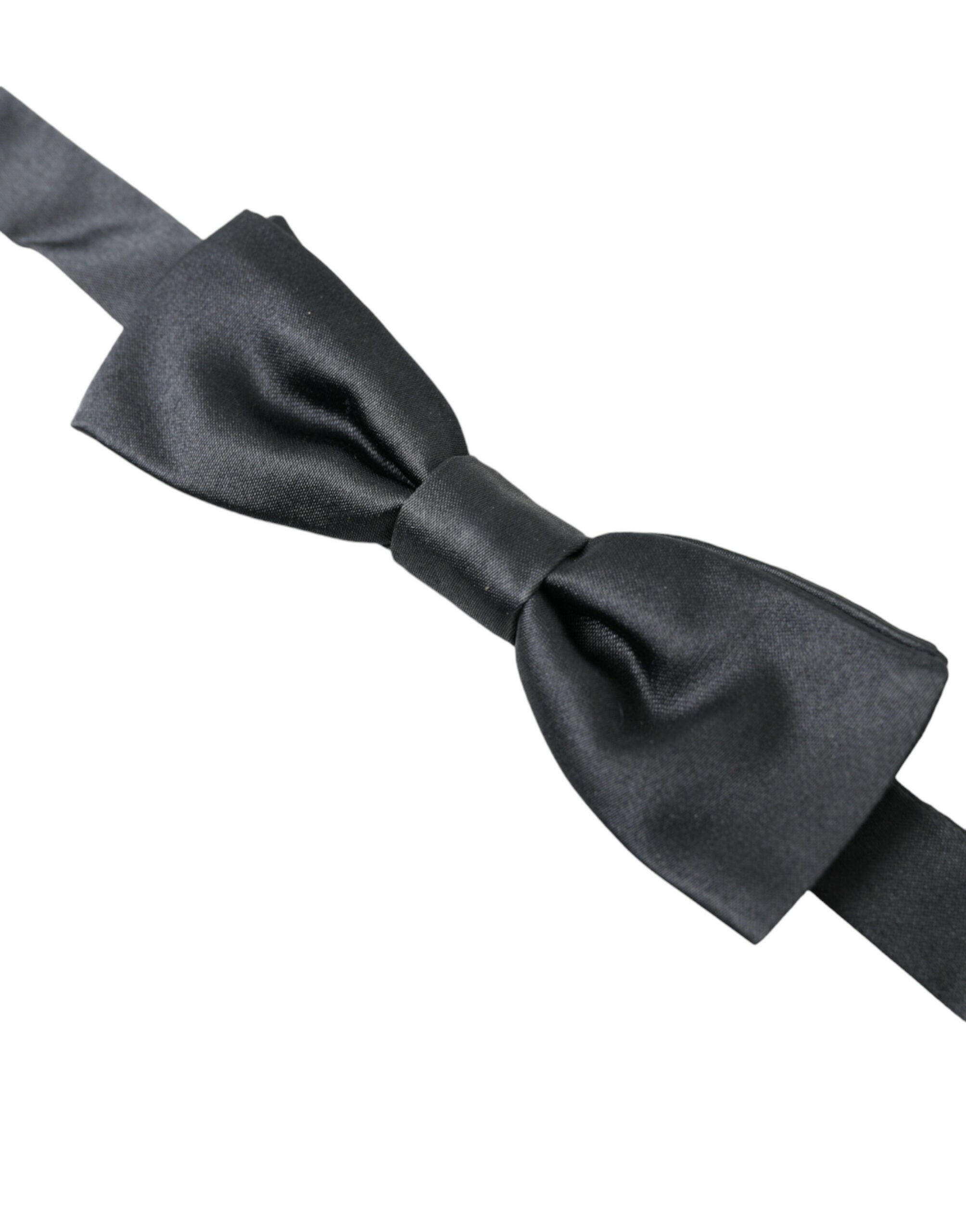 Dolce & Gabbana Dark Gray Silk Adjustable Neck Men Papillon Bow Tie -  Neckties, Men -  Dolce & Gabbana.