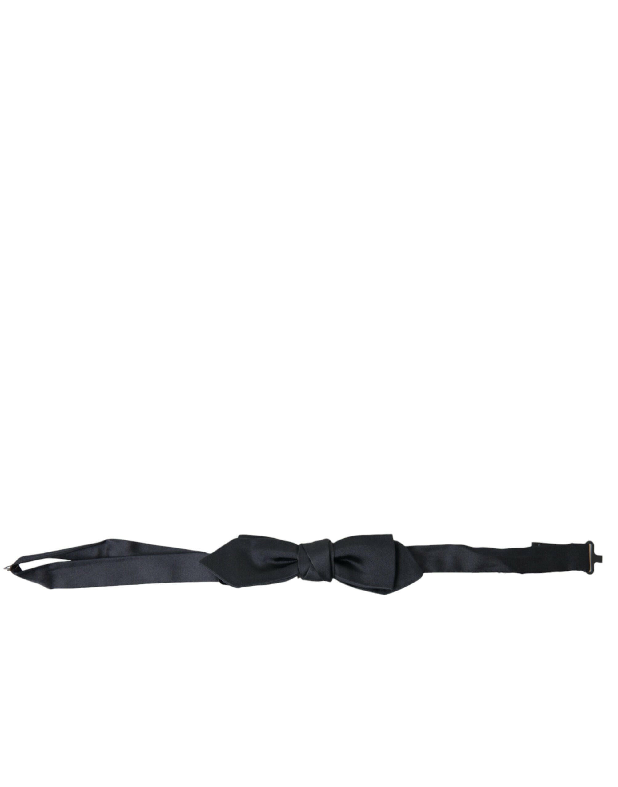 Dolce & Gabbana Dark Blue Silk Satin Adjustable Neck Men Papillon Bow Tie -  Neckties, Men -  Dolce & Gabbana.