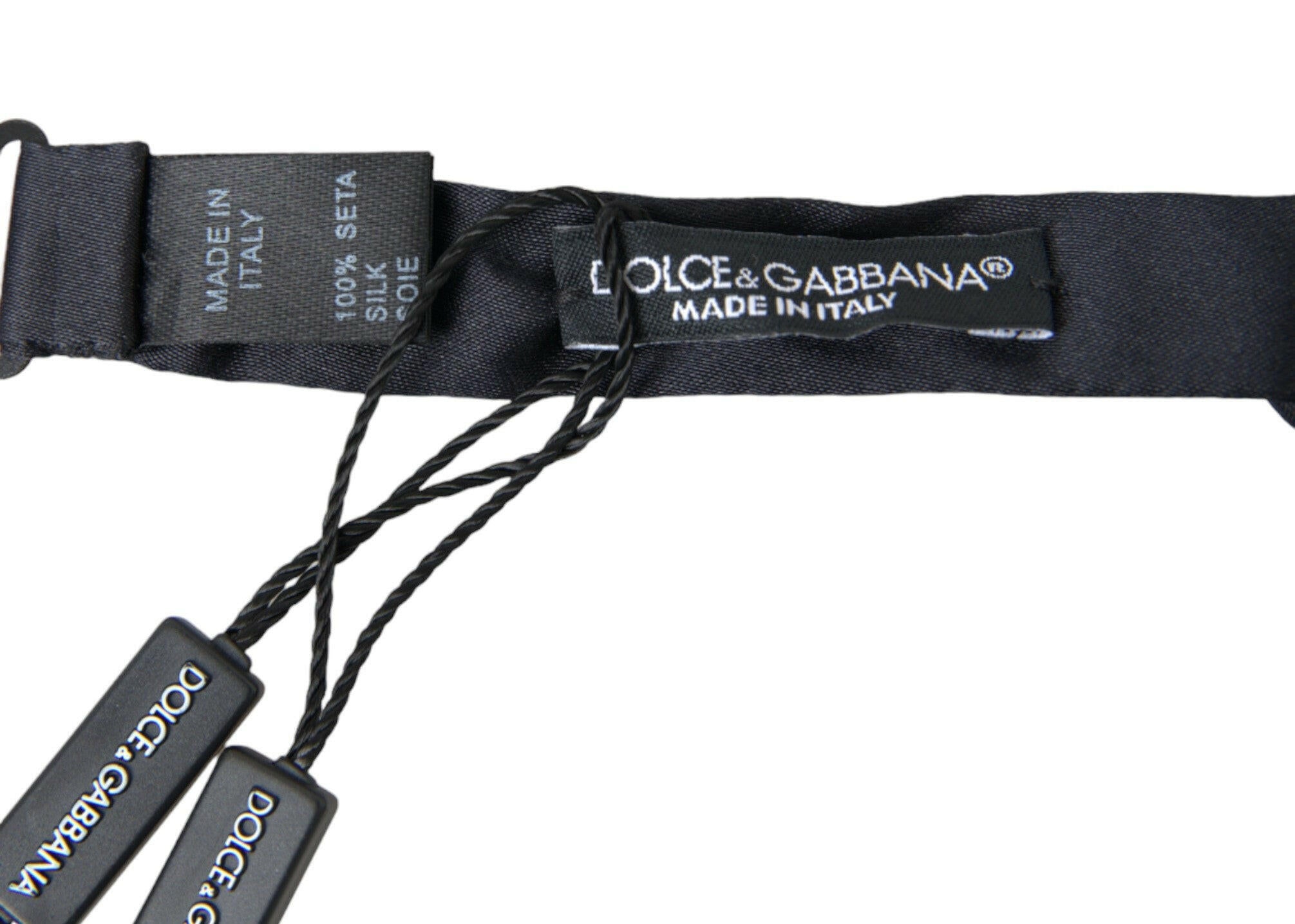 Dolce & Gabbana Dark Blue Silk Satin Adjustable Neck Men Papillon Bow Tie -  Neckties, Men -  Dolce & Gabbana.