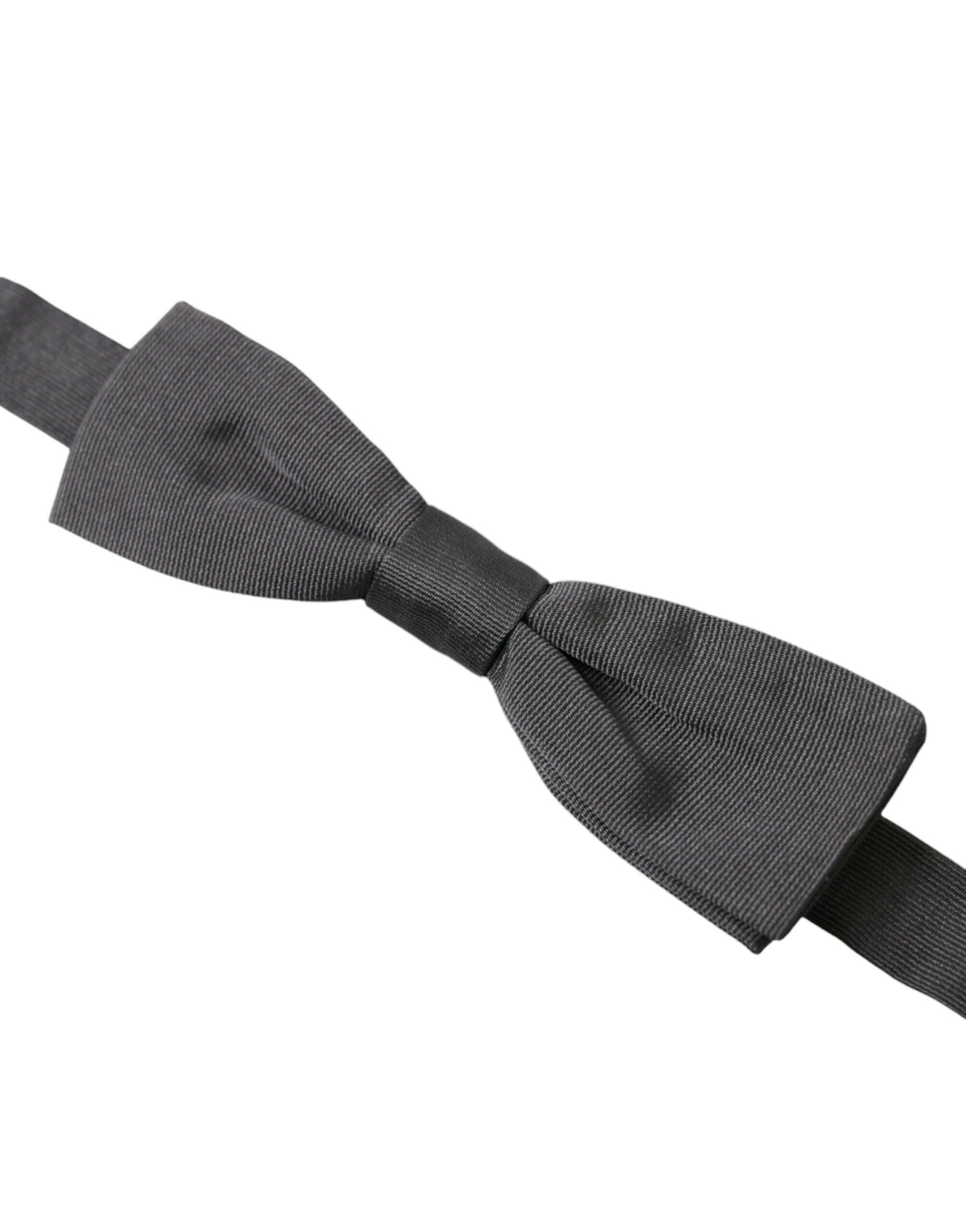 Dolce & Gabbana Dark Gray Silk Adjustable Neck Men Papillon Bow Tie -  Neckties, Men -  Dolce & Gabbana.