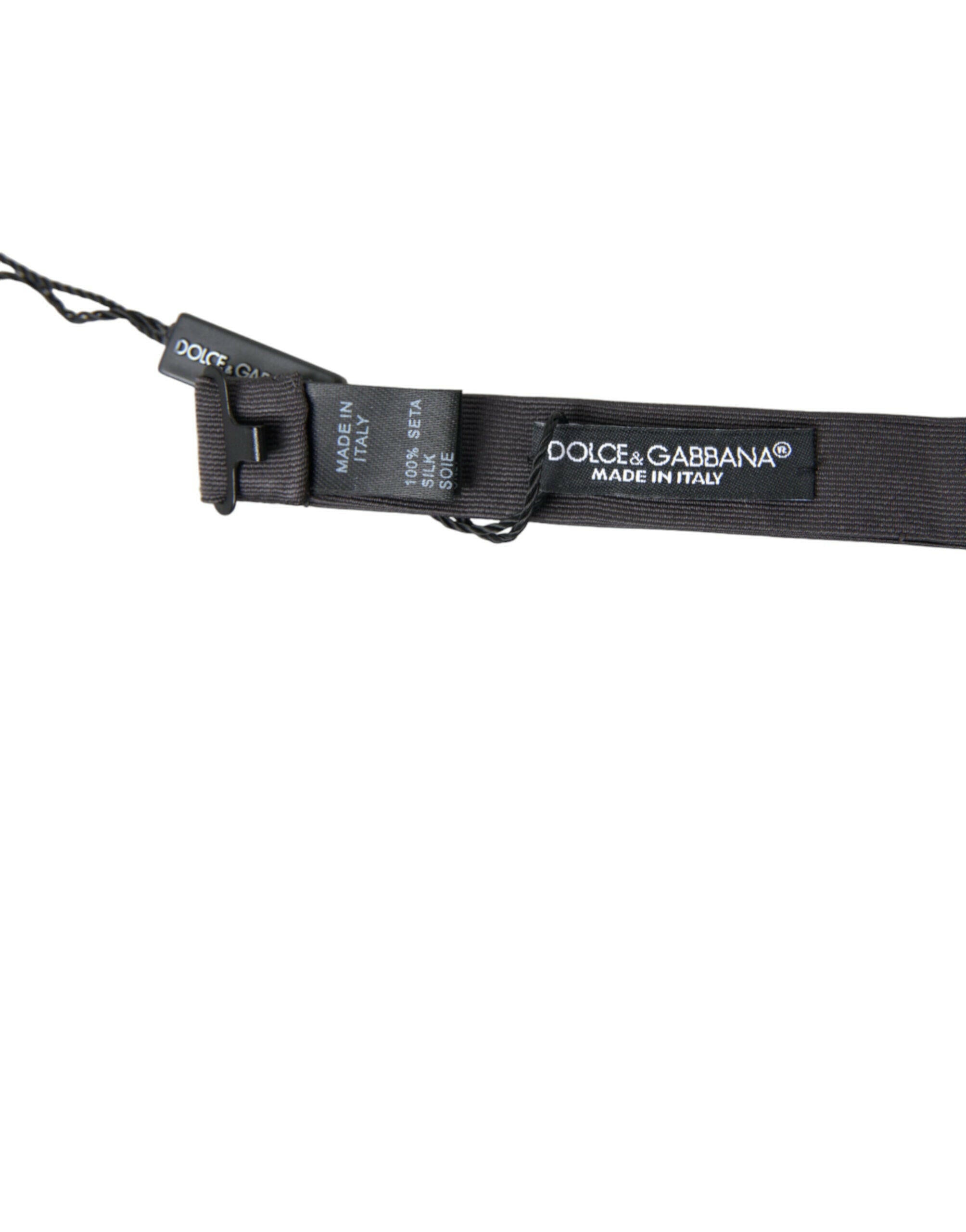 Dolce & Gabbana Dark Gray Silk Adjustable Neck Men Papillon Bow Tie -  Neckties, Men -  Dolce & Gabbana.