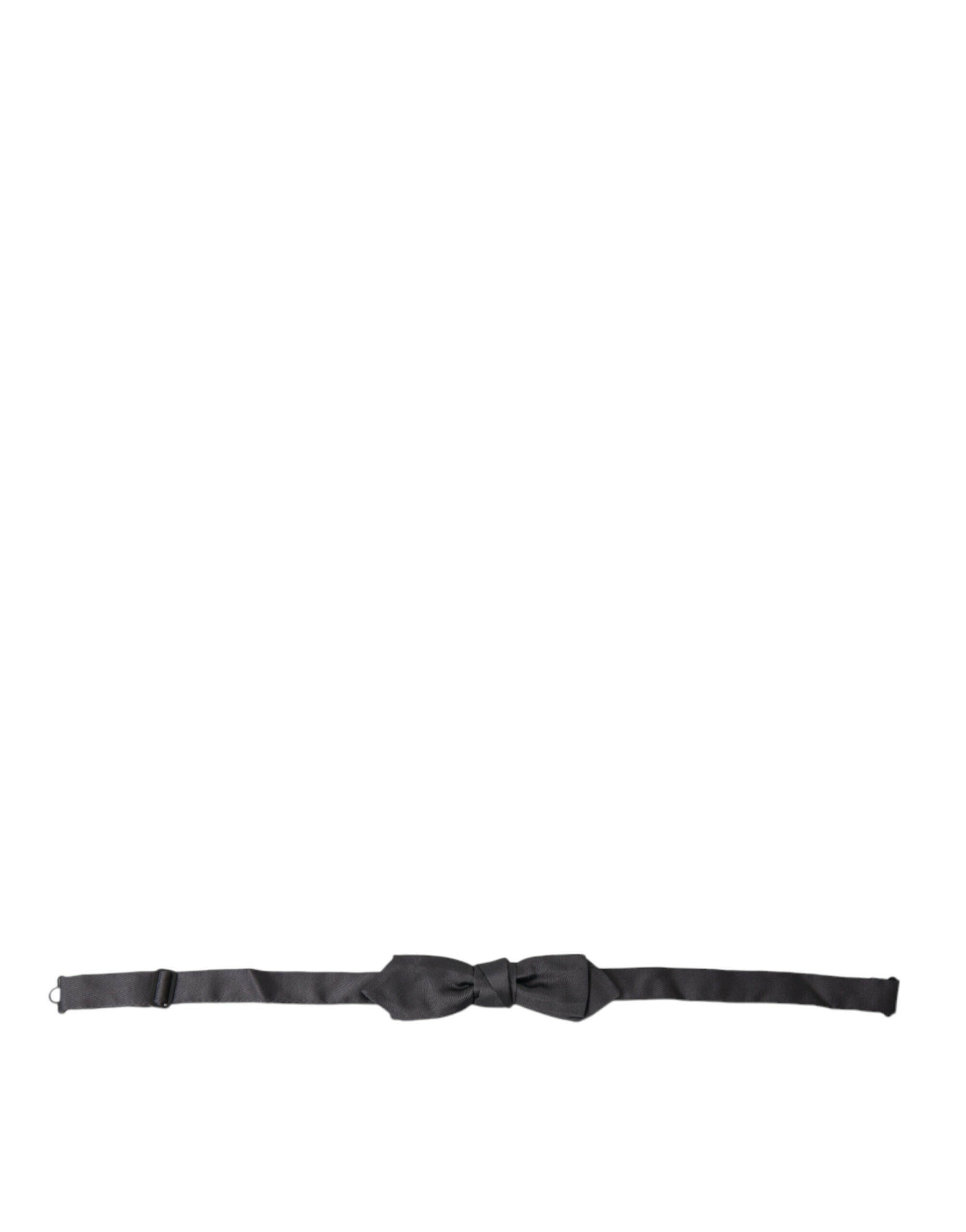 Dolce & Gabbana Dark Gray Silk Adjustable Neck Men Papillon Bow Tie -  Neckties, Men -  Dolce & Gabbana.