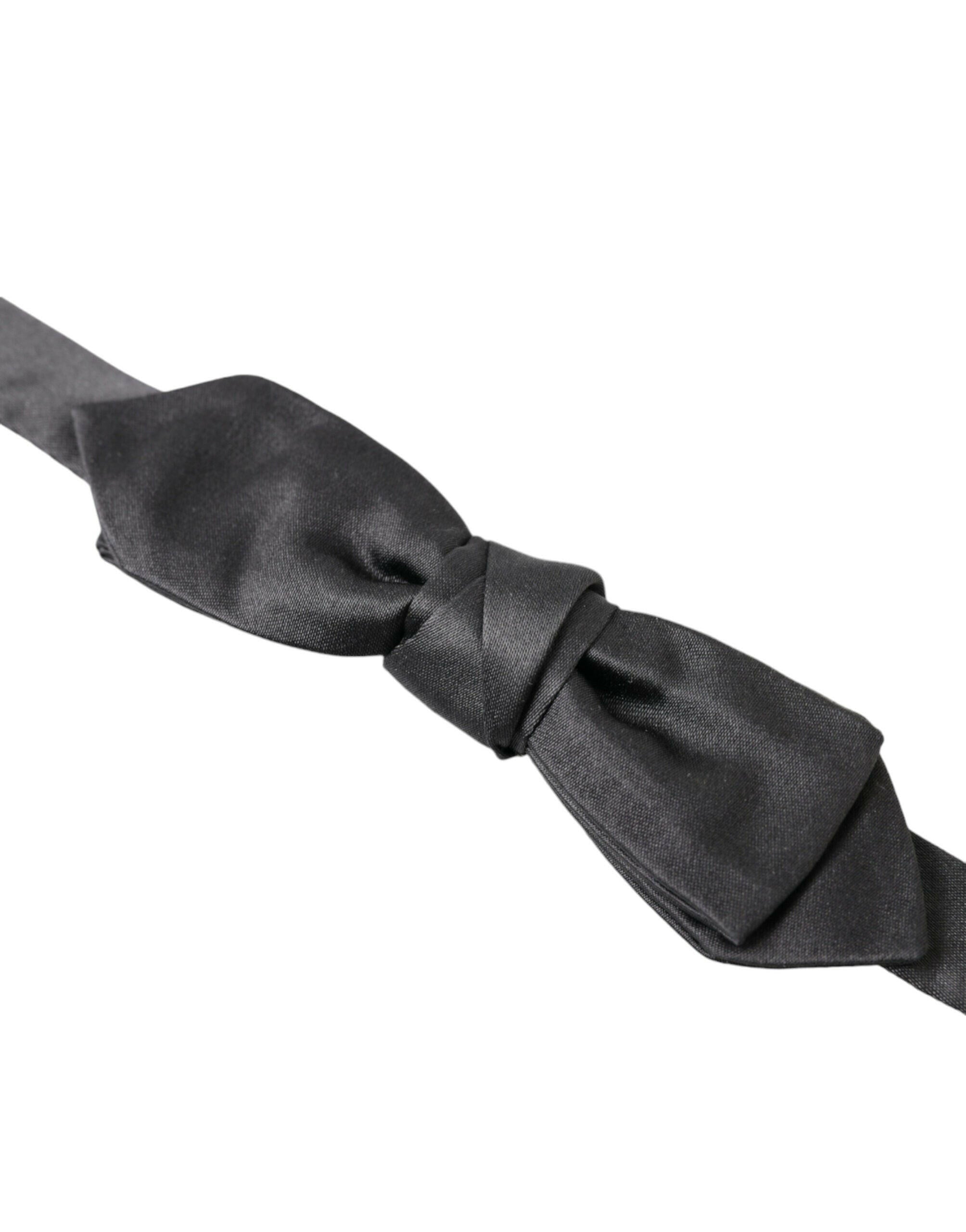 Dolce & Gabbana Dark Gray Silk Adjustable Neck Men Papillon Bow Tie -  Neckties, Men -  Dolce & Gabbana.