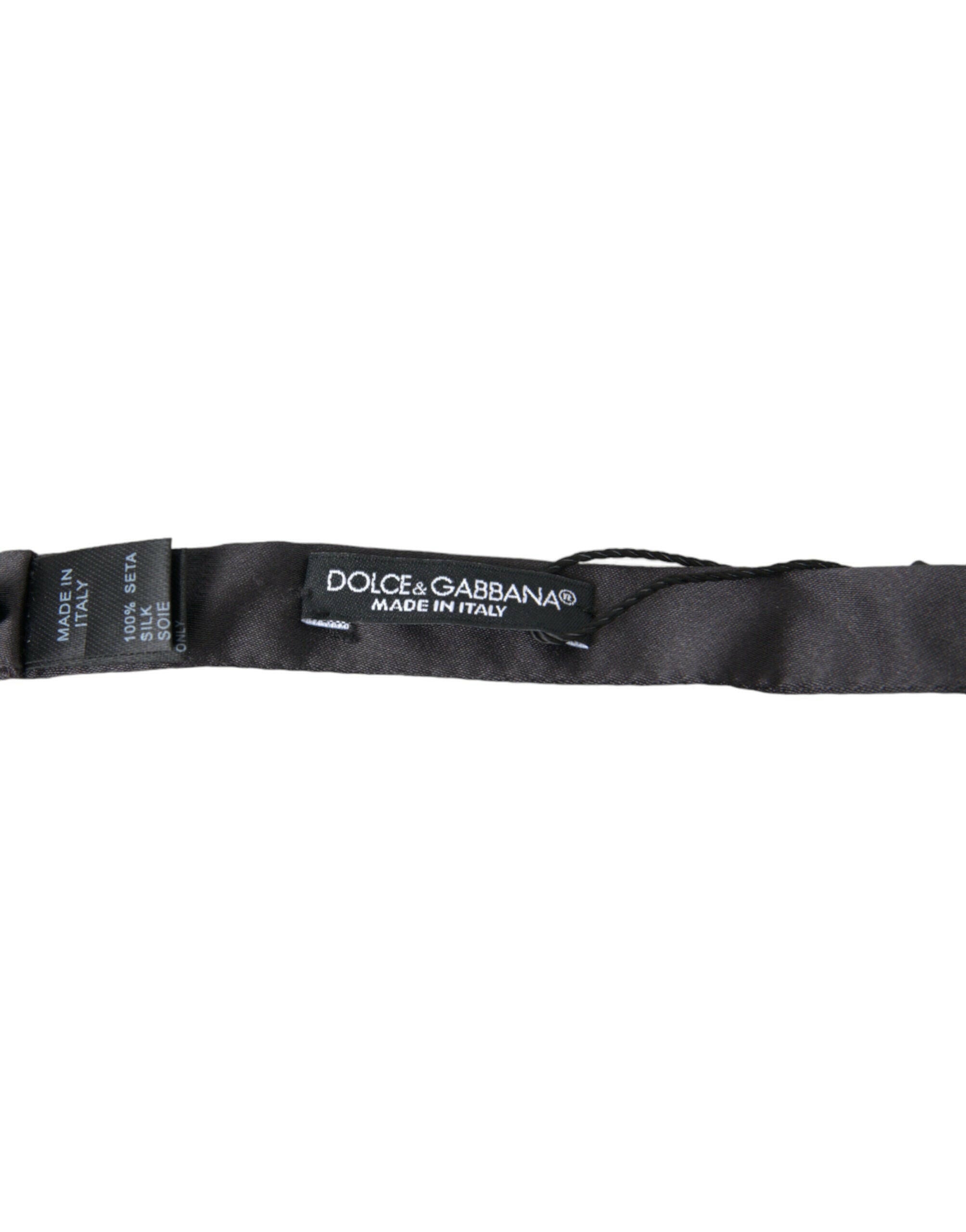 Dolce & Gabbana Dark Gray Silk Adjustable Neck Men Papillon Bow Tie -  Neckties, Men -  Dolce & Gabbana.