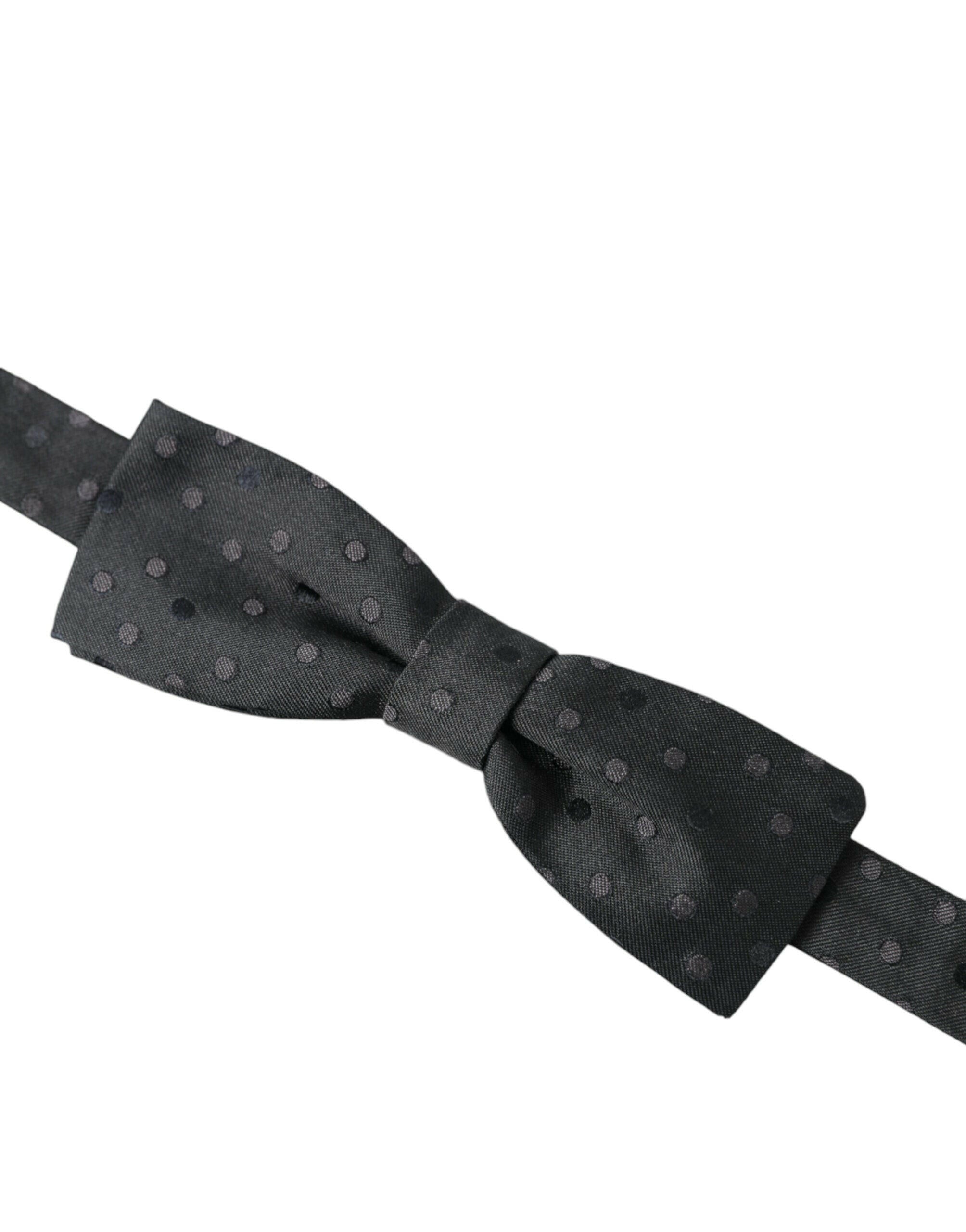 Dolce & Gabbana Gray Polka Dot Silk Adjustable Neck Men Papillon Bow Tie -  Neckties, Men -  Dolce & Gabbana.