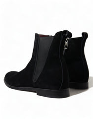 Dolce & Gabbana Black Suede Leather Mid Calf Men Boots Shoes -   -  Dolce & Gabbana.