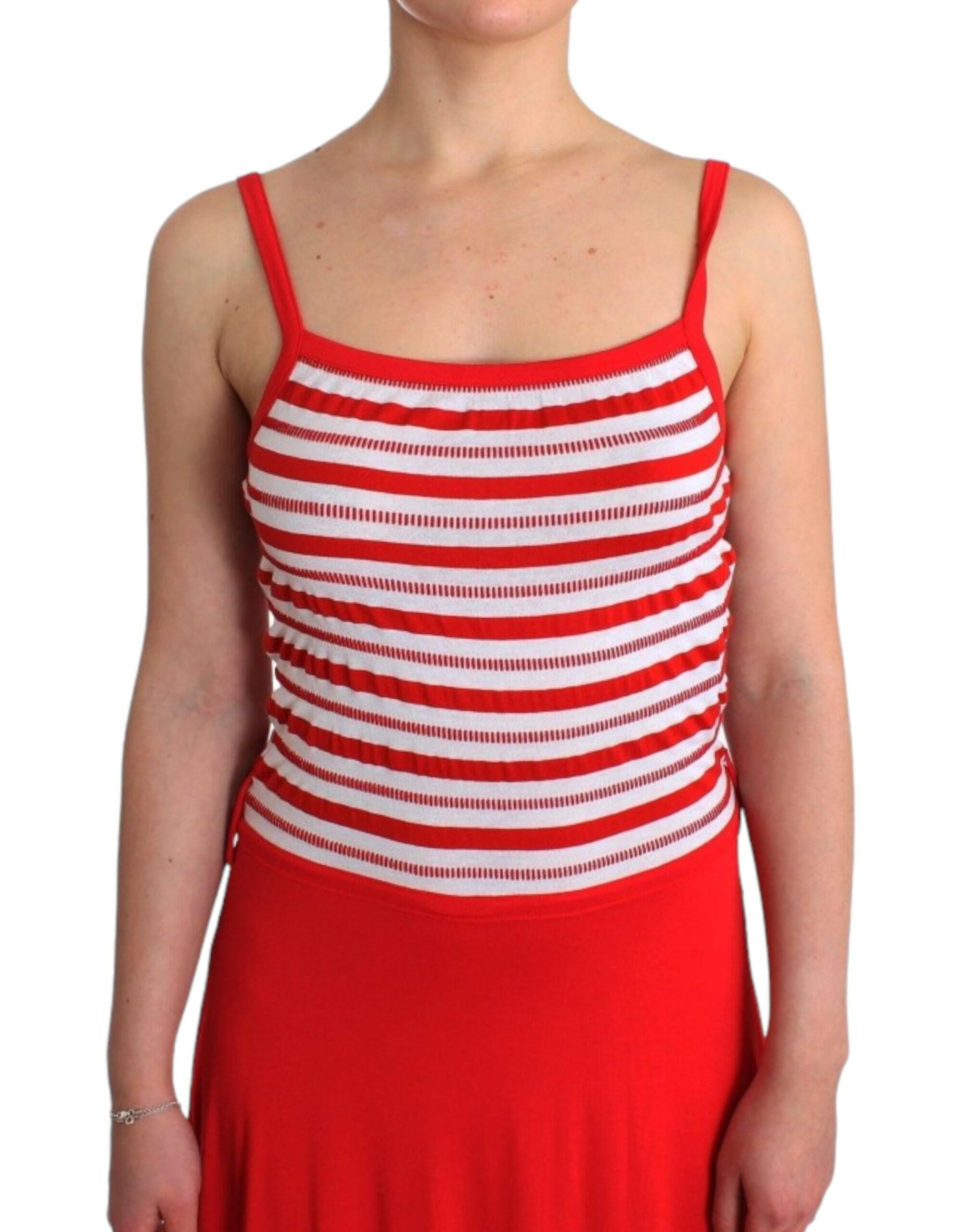 Roccobarocco Red striped jersey A-line dress -   -  Roccobarocco.