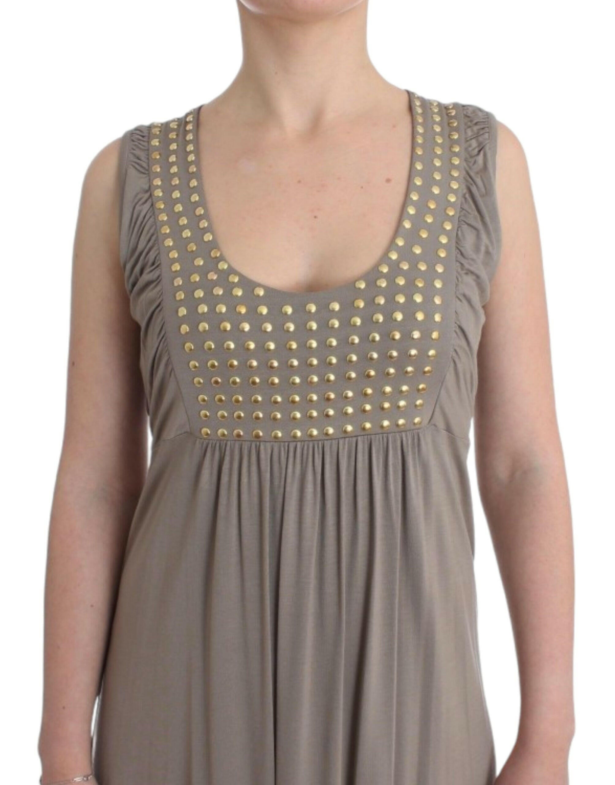 Roccobarocco Khaki studded sheath dress -   -  Roccobarocco.