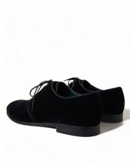 Dolce & Gabbana Black Velvet Lace Up Formal Derby Dress Shoes -   -  Dolce & Gabbana.