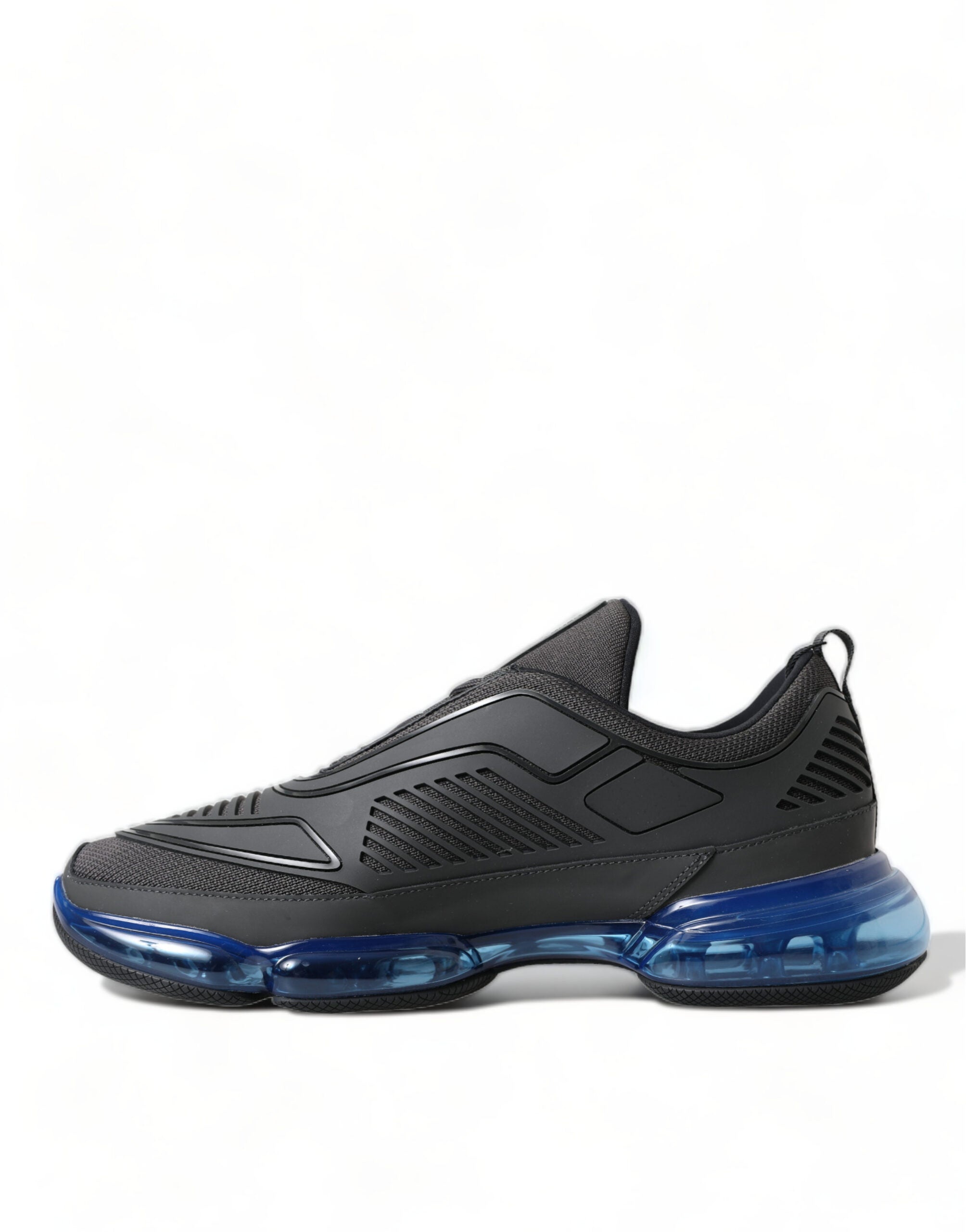 Prada Black Blue Rubber Knit Slip On Low Top Sneakers Shoes -   -  Prada.