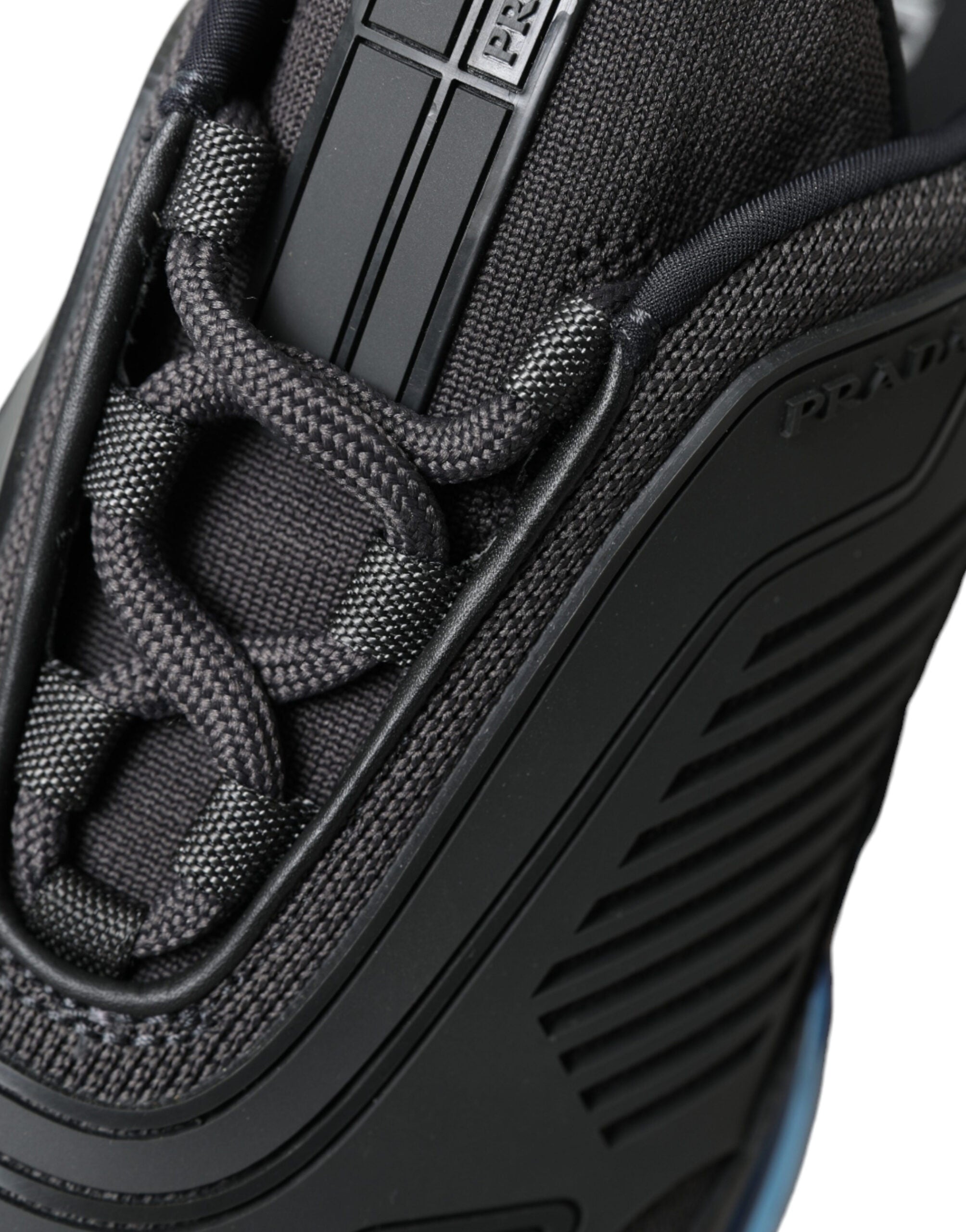 Prada Black Blue Rubber Knit Slip On Low Top Sneakers Shoes -   -  Prada.