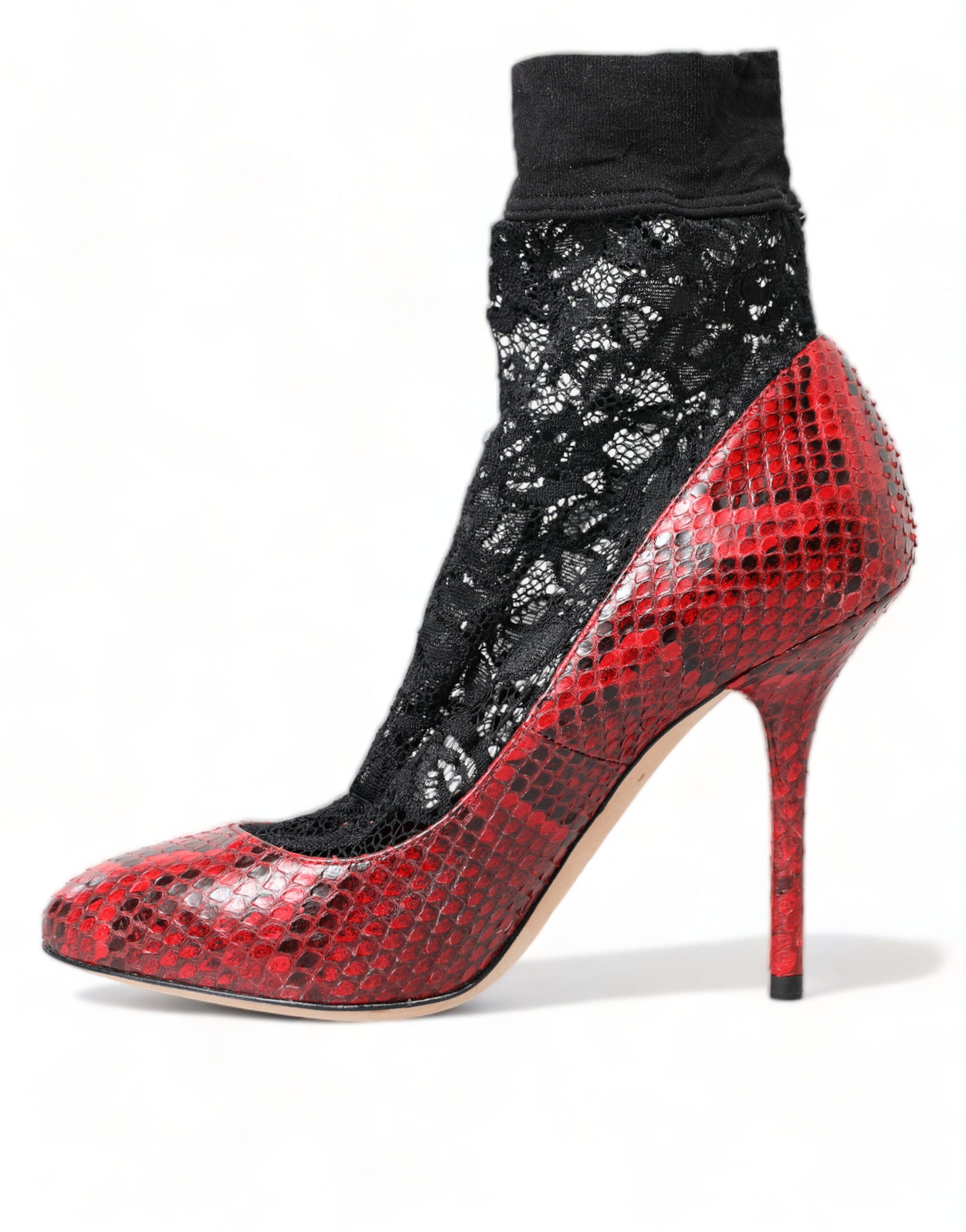 Dolce & Gabbana Red Ayers Leather Lace Socks Pumps Shoes -   -  Dolce & Gabbana.