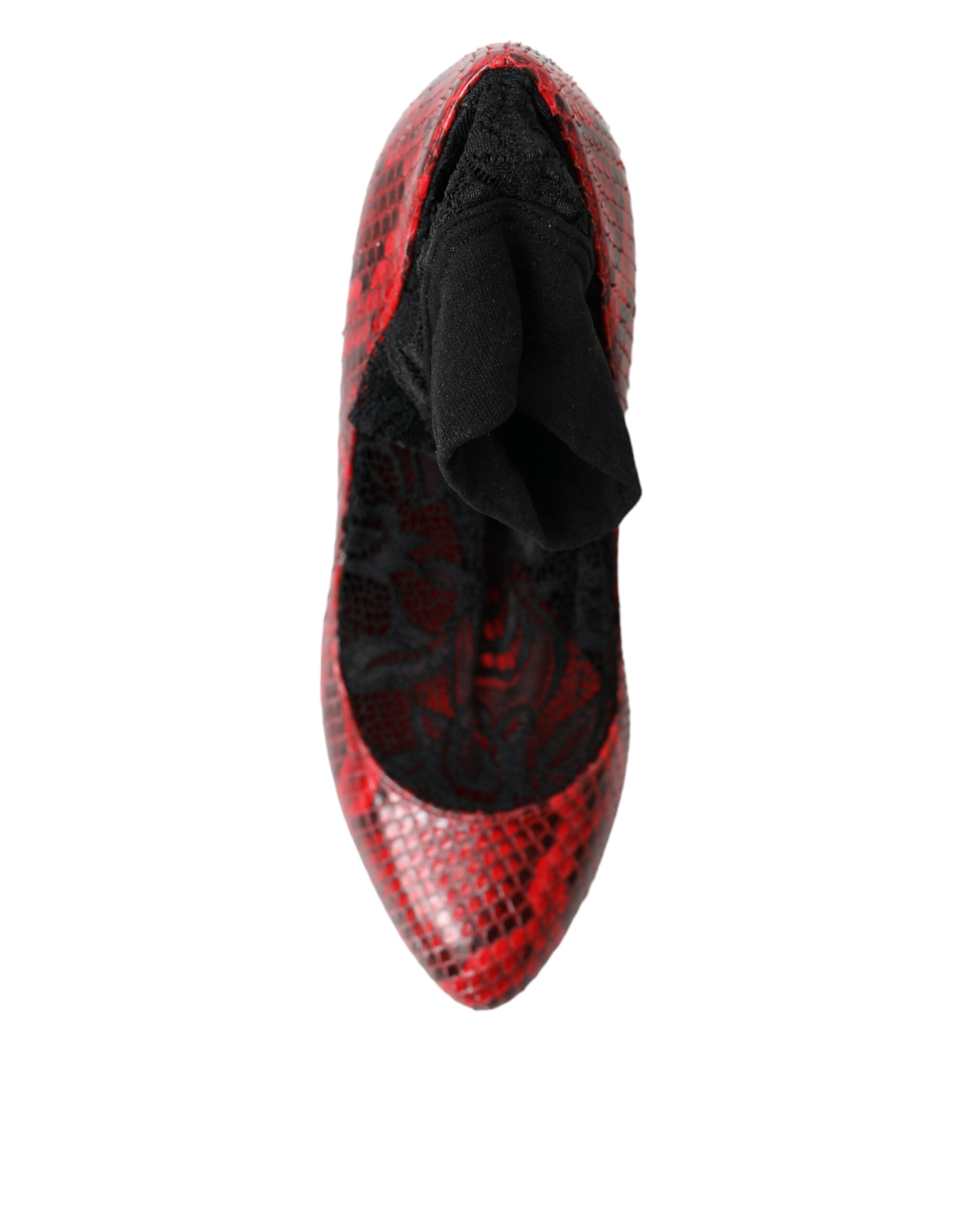 Dolce & Gabbana Red Ayers Leather Lace Socks Pumps Shoes -   -  Dolce & Gabbana.