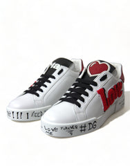 Dolce & Gabbana White Love Patch Portofino Classic Sneakers Shoes -   -  Dolce & Gabbana.