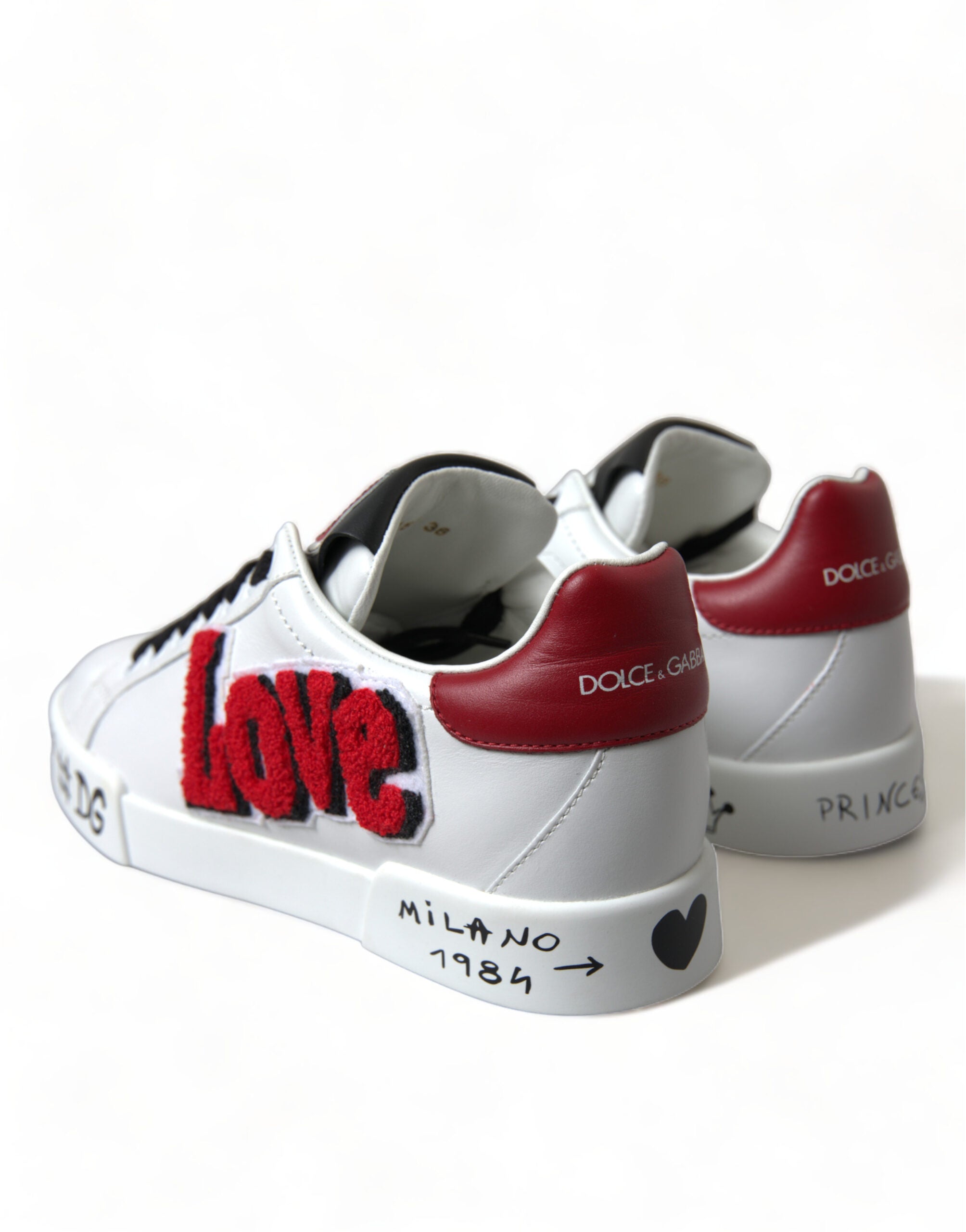 Dolce & Gabbana White Love Patch Portofino Classic Sneakers Shoes -   -  Dolce & Gabbana.