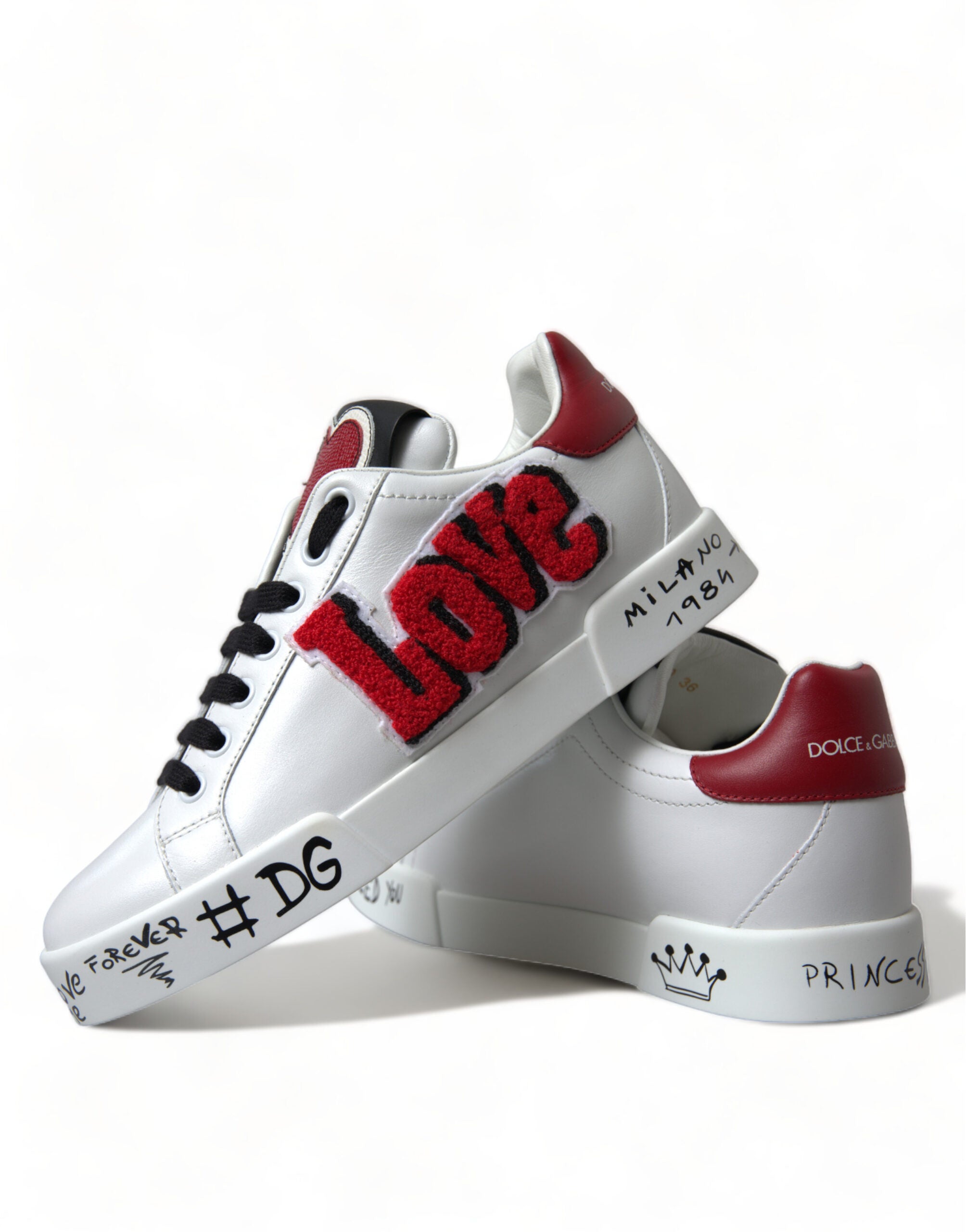 Dolce & Gabbana White Love Patch Portofino Classic Sneakers Shoes -   -  Dolce & Gabbana.