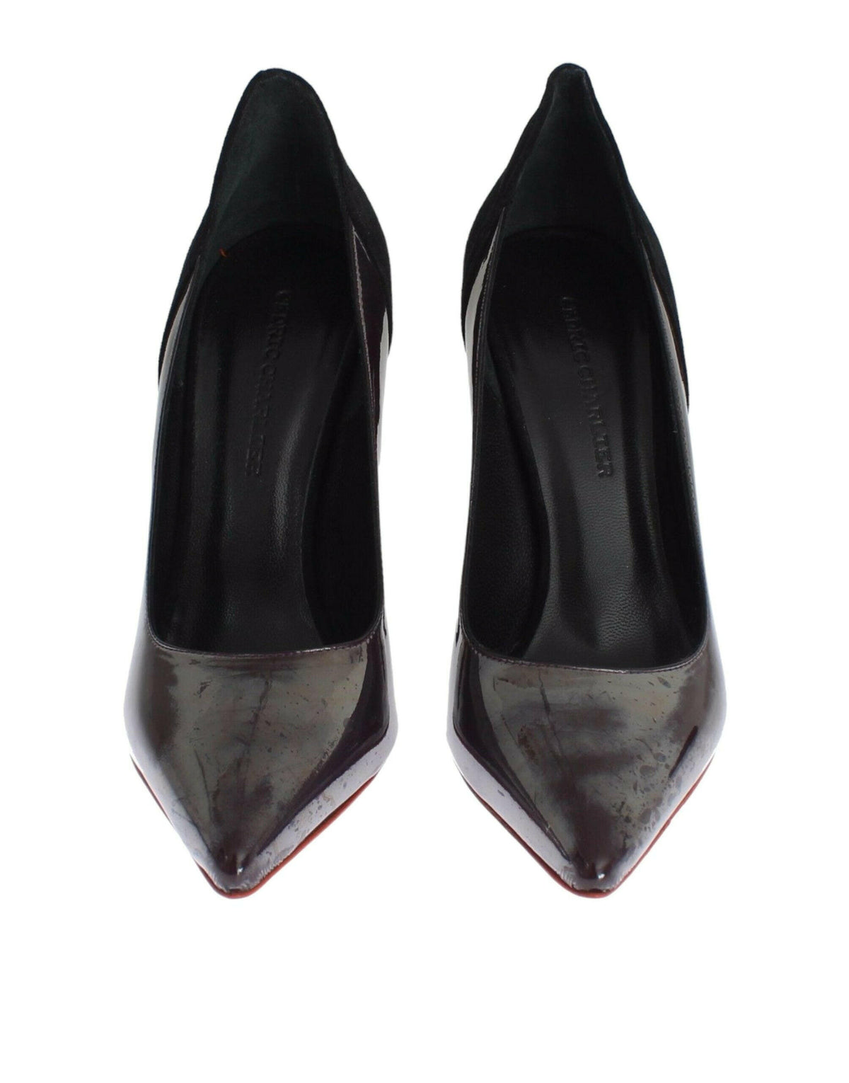 Cédric Charlier Gray Black Leather Suede Heels Pumps Shoes -   -  Cédric Charlier.