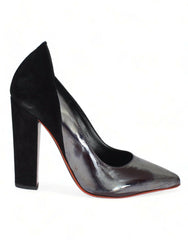 Cédric Charlier Gray Black Leather Suede Heels Pumps Shoes -   -  Cédric Charlier.