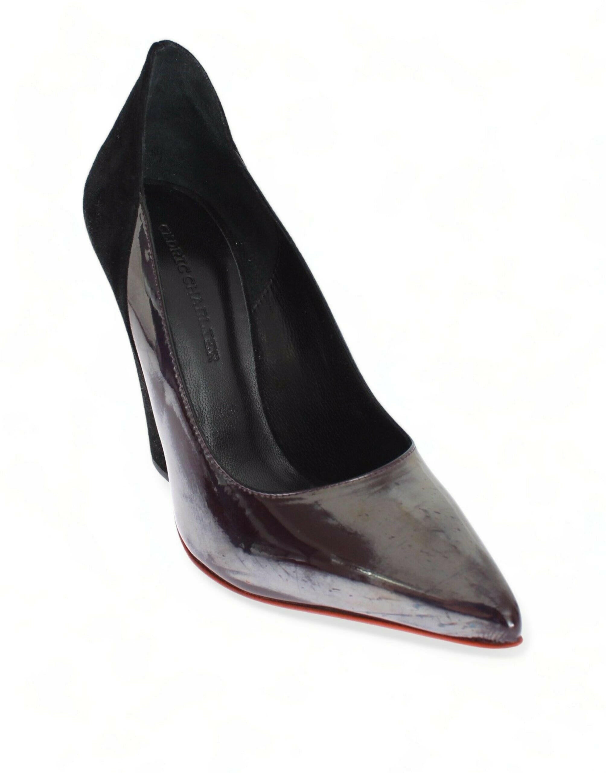 Cédric Charlier Gray Black Leather Suede Heels Pumps Shoes -   -  Cédric Charlier.