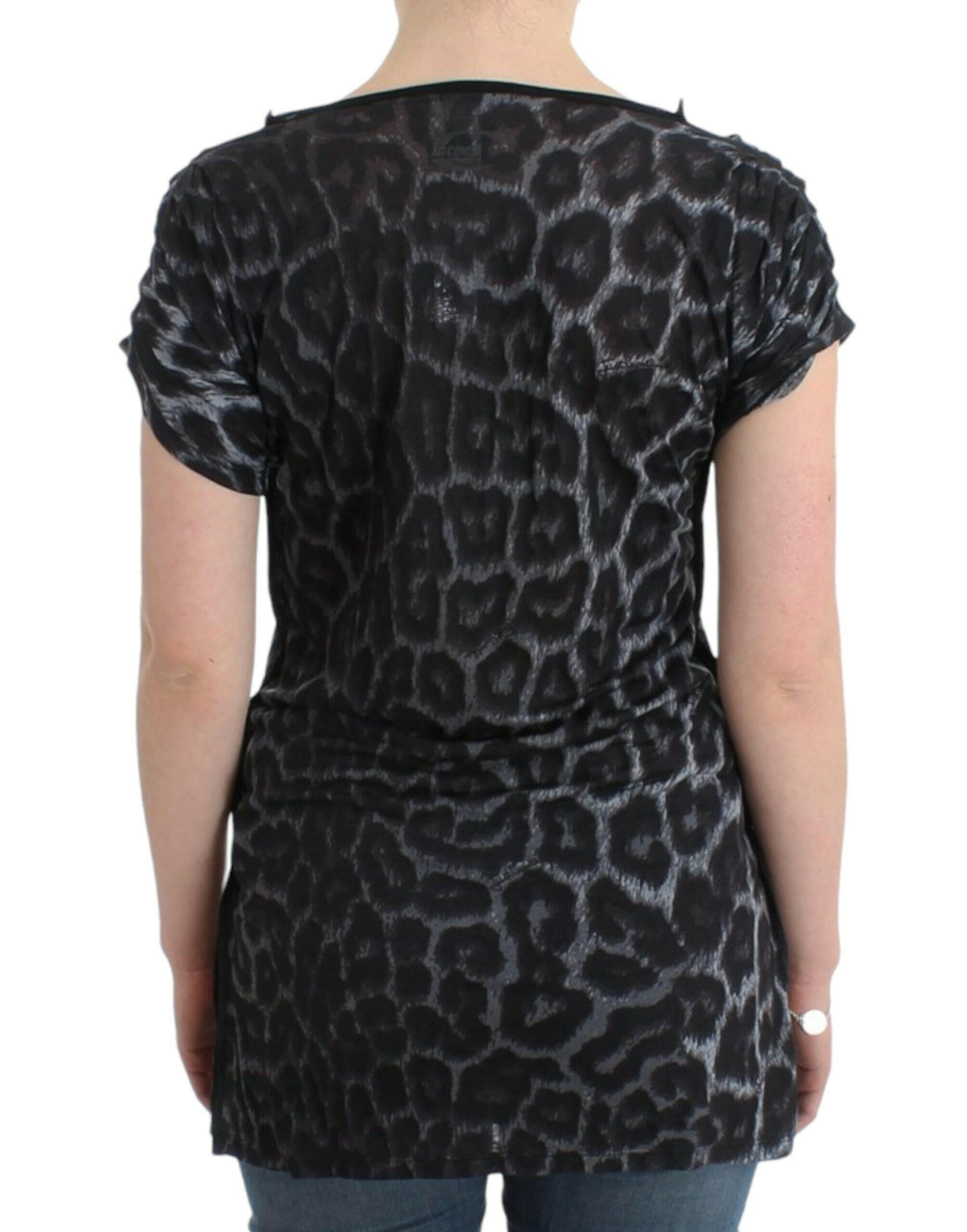 Cavalli Gray leopard v-neck top -   -  Cavalli.