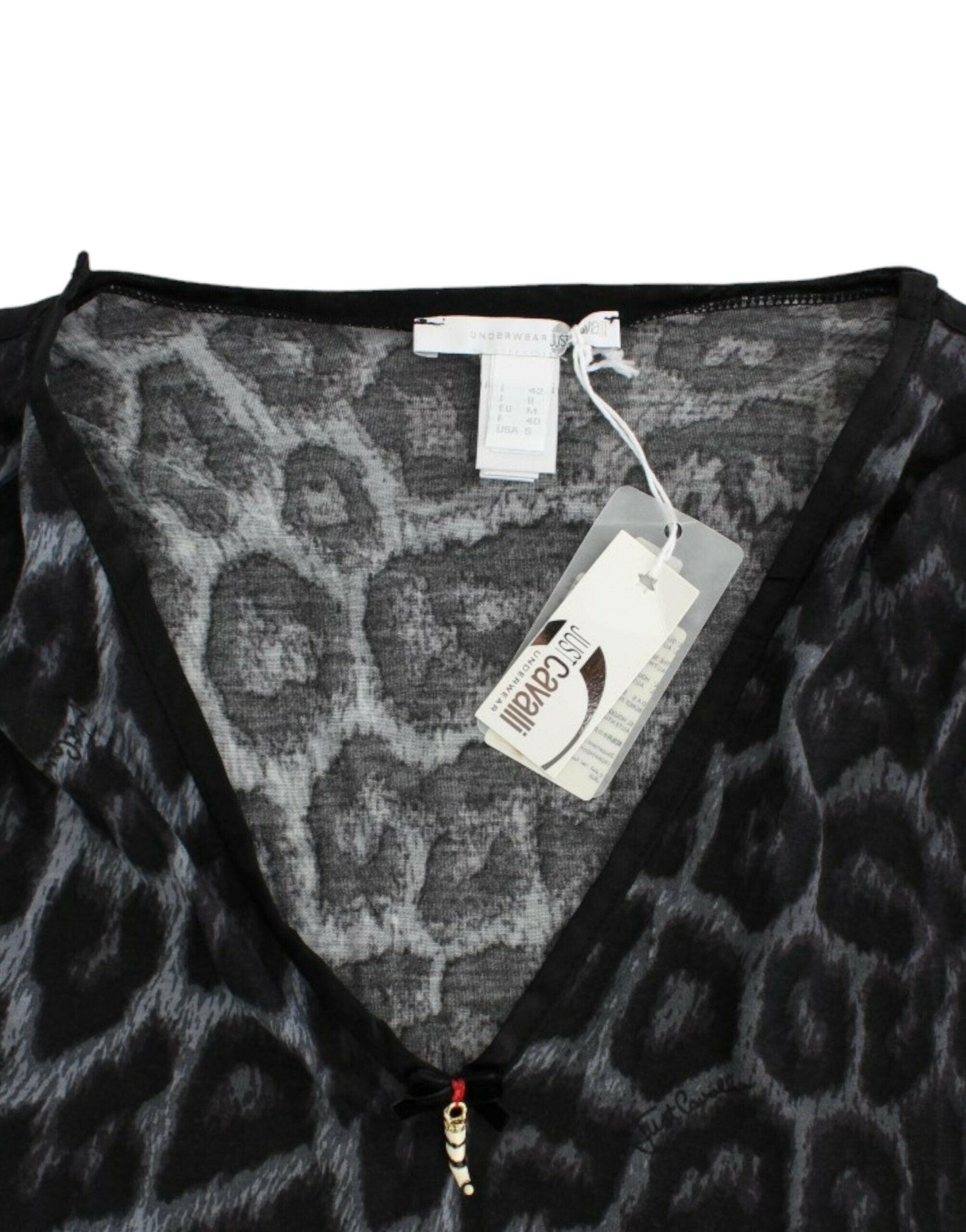 Cavalli Gray leopard v-neck top -   -  Cavalli.