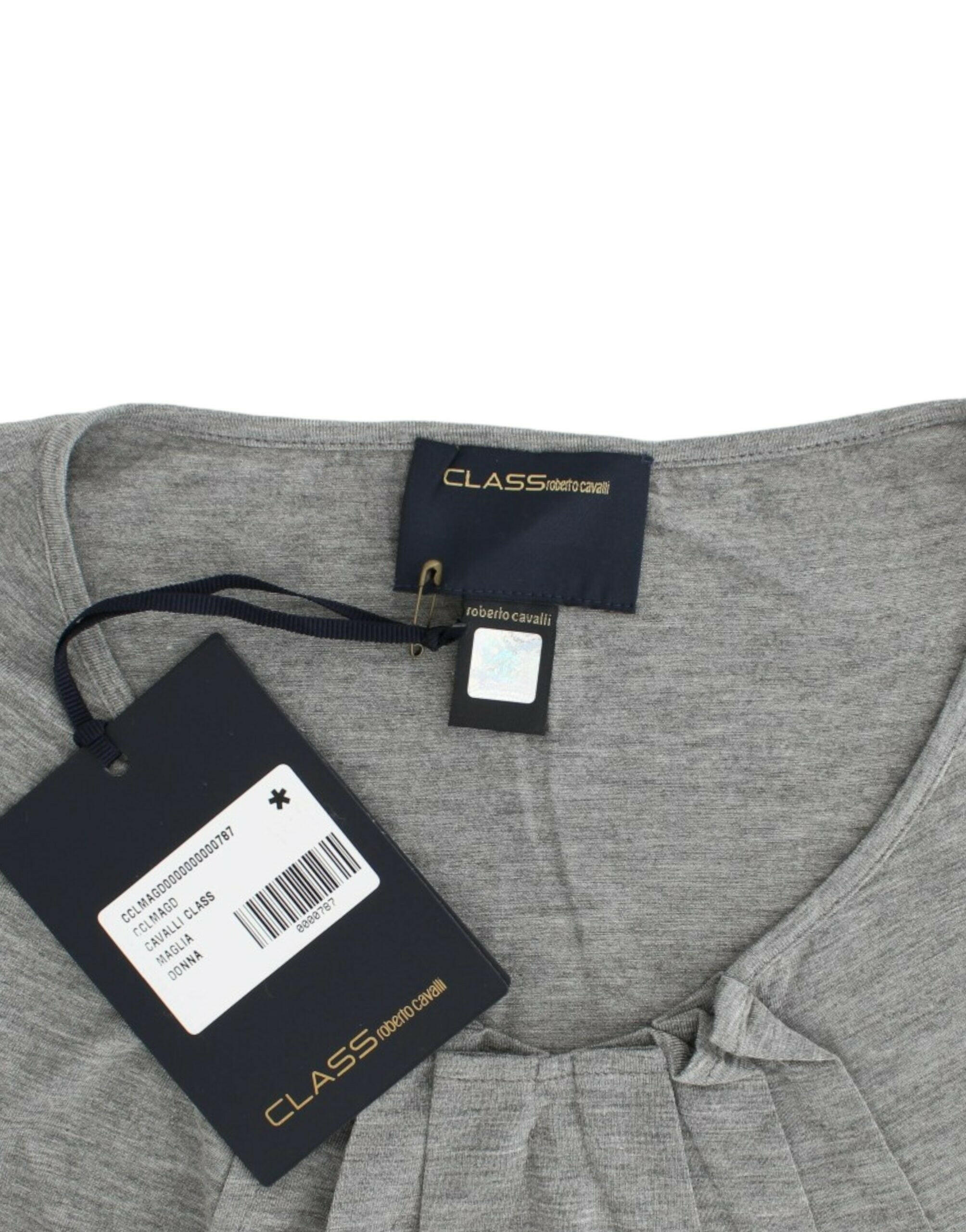 Cavalli Gray 3/4 sleeves jumper top -   -  Cavalli.